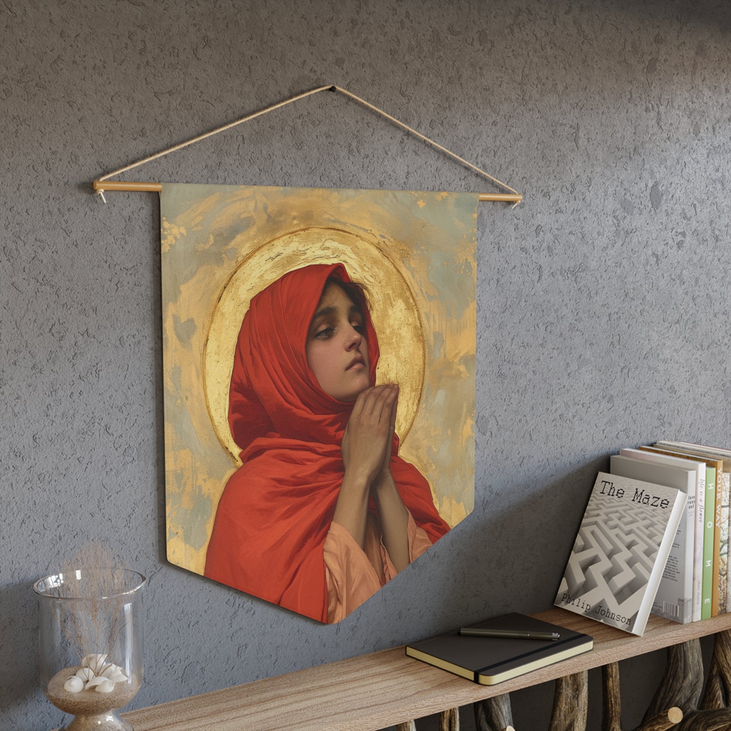 Saint Laura of Cordoba Pennant / Banner / Wall Hanging - Prayer room art - 18" x 21" - Catholic prayer Religious - Large