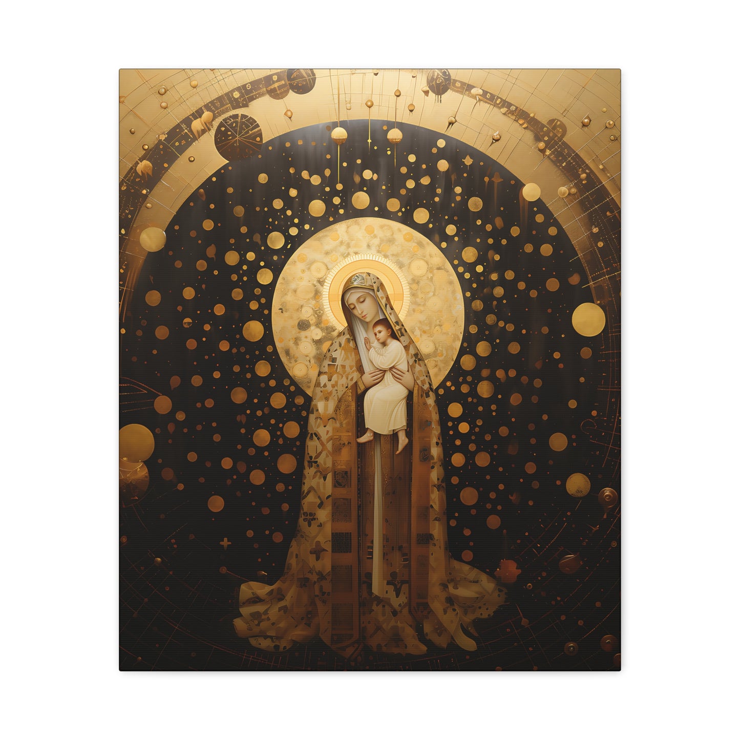 The Golden Mary - Mary the Blessed Virgin - Gallery Wrapped Canvas - Sanctified Souls Print - Religious Art for your Home - Pop Art
