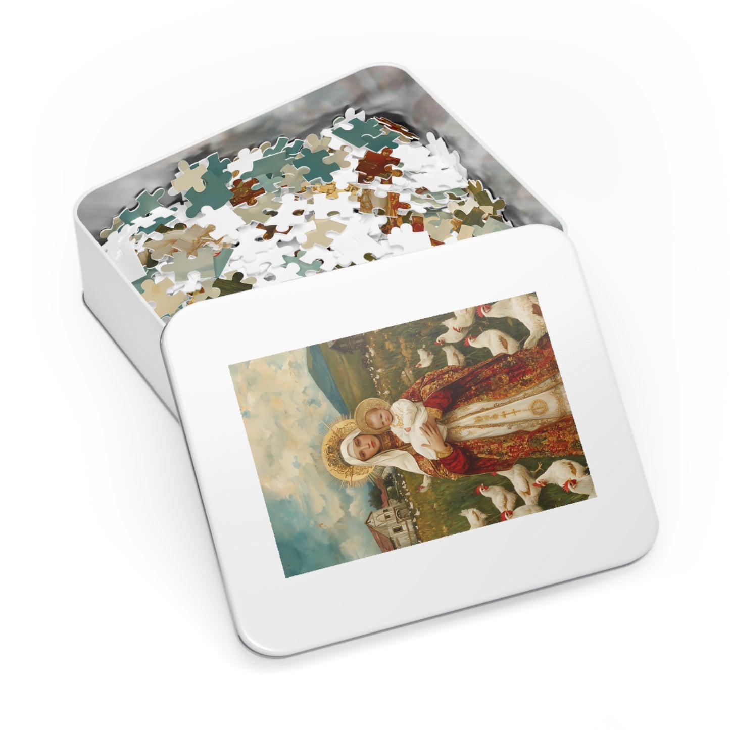 Our Lady of the Hens: Protector of the Humble Flock - Puzzle and Keepsake Tin - Religious (30, 110, 252, 500,1000) - Religious Puzzle