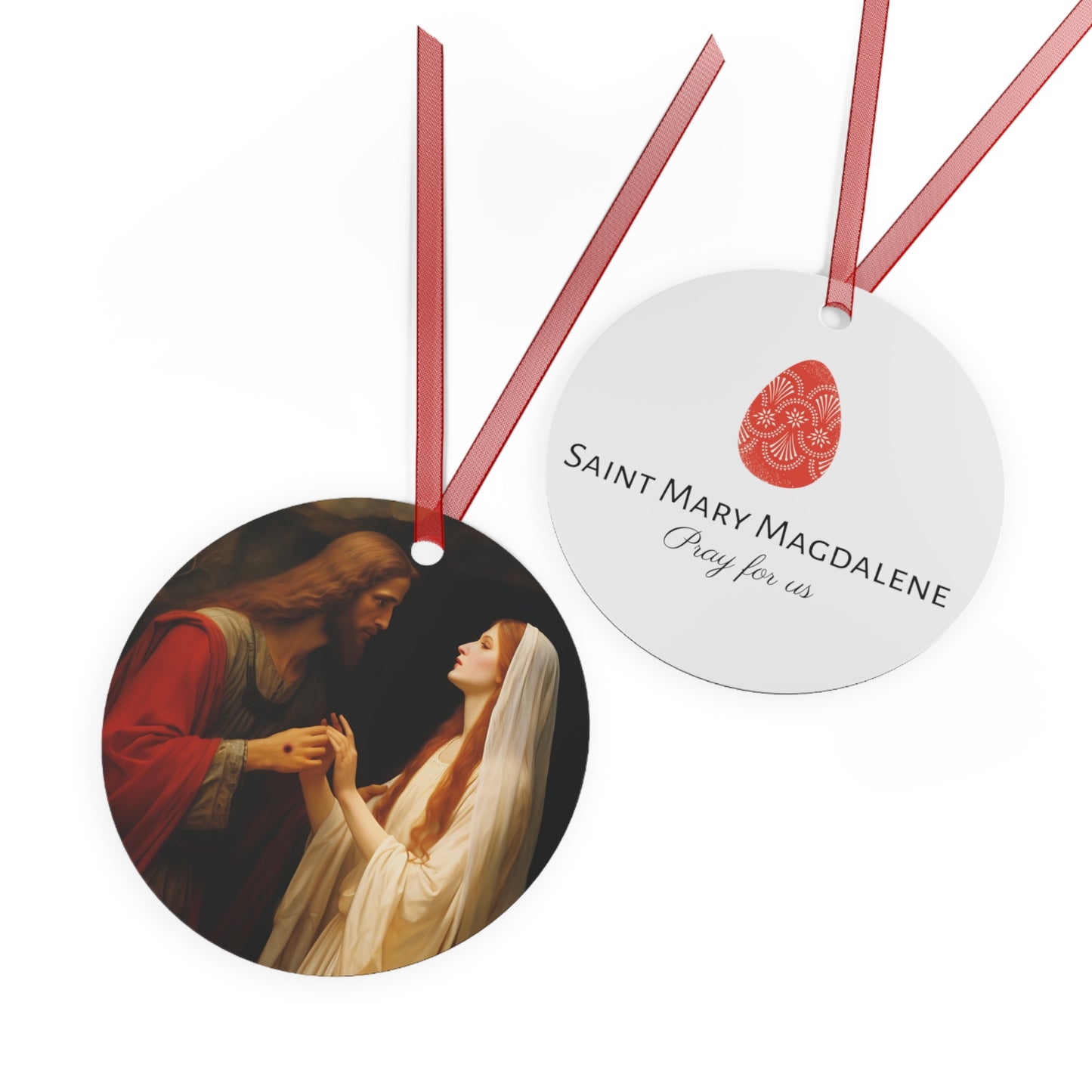 Revelation of Redemption Mary Magdalene and the Risen Christ Metal Ornament - Religious Holiday Christmas Ornament and Keepsake