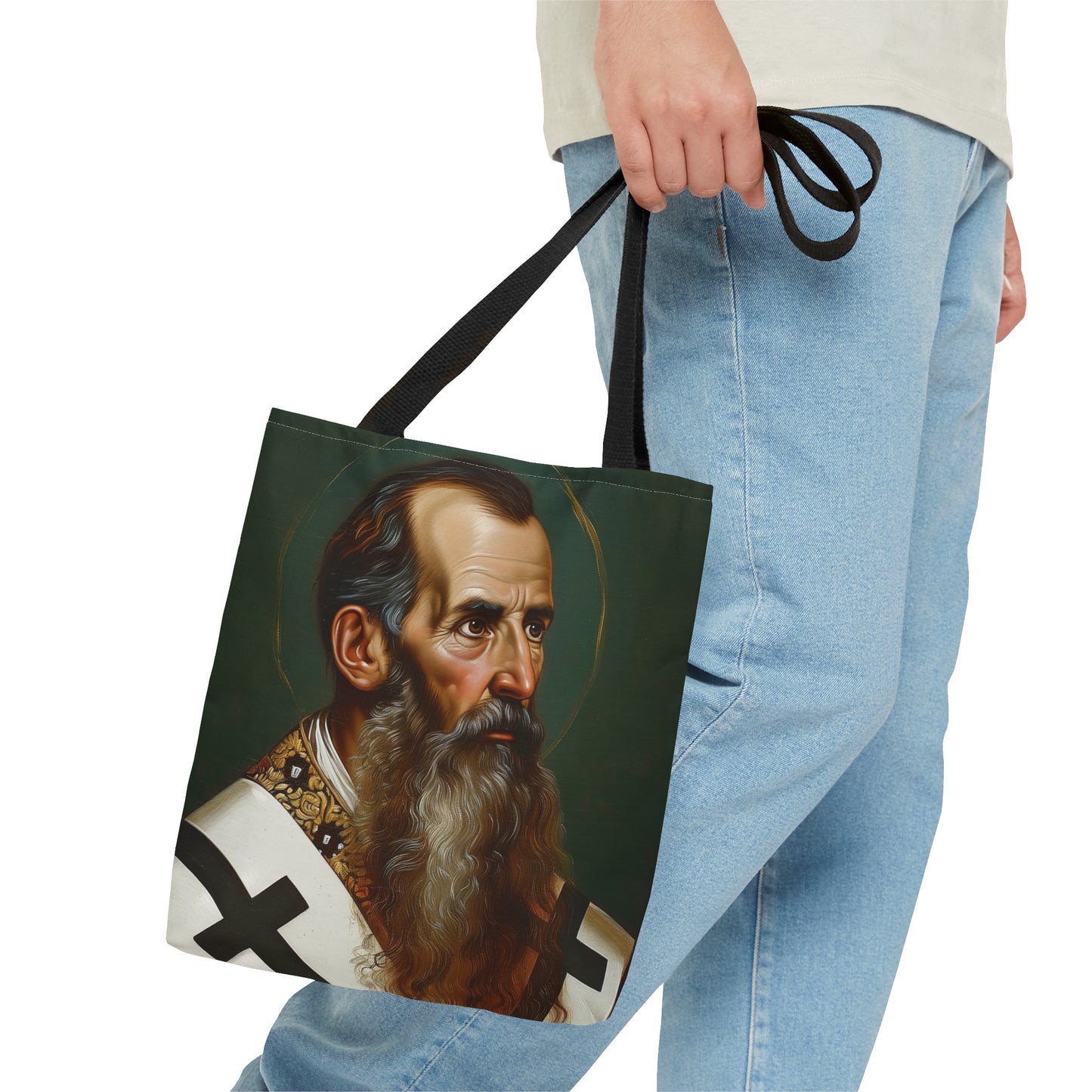 Saint Basil the Great Tote Bag - Purse - Three sizes - Large Medium Small Faith Art Bag - Catholic faith carry-all purse - Double Sided