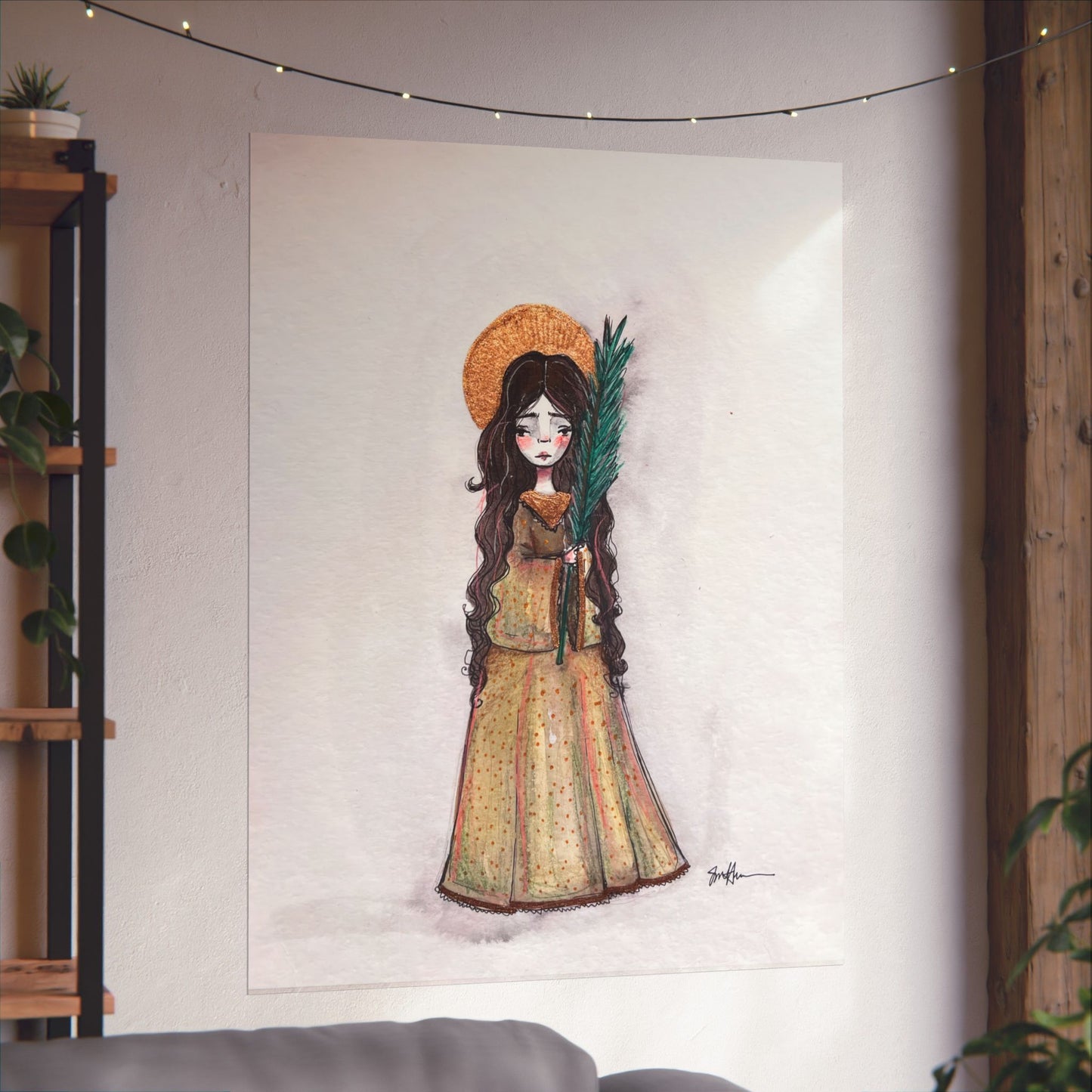 Saint Hope Poster - Hand-Drawn Art | Catholic Art Print | Faith Hope and Charity Middle Sister | Devotional Wall Art | Sanctified Solocosmo