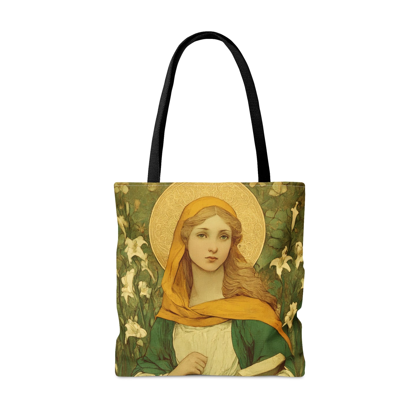 Saint Dymphna Tote Bag - Large Medium Small Faith Art Bag - Catholic Faith Purse - Double Sided