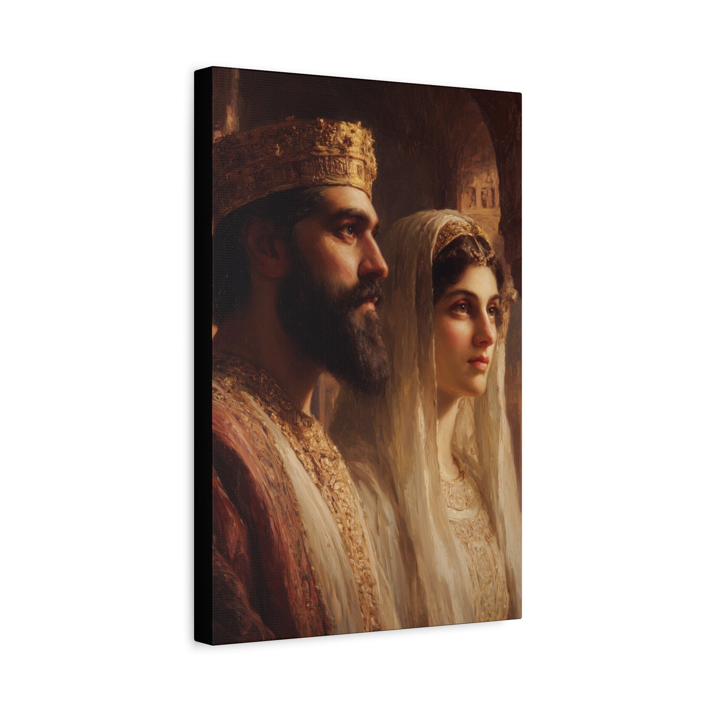 King Xerxes and Queen Esther  - Gallery Wrapped Canvas - Print - Religious Art for your Home - Catholic Art Print