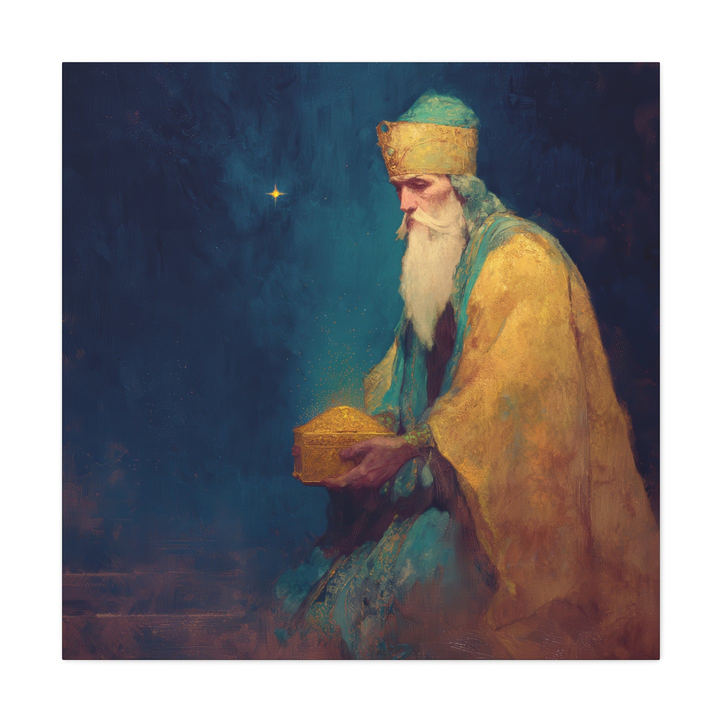 Caspar and the Offering of Worship - 3 Wise Men - Gallery Wrapped Canvas - Print - Religious Art for your Home - Catholic