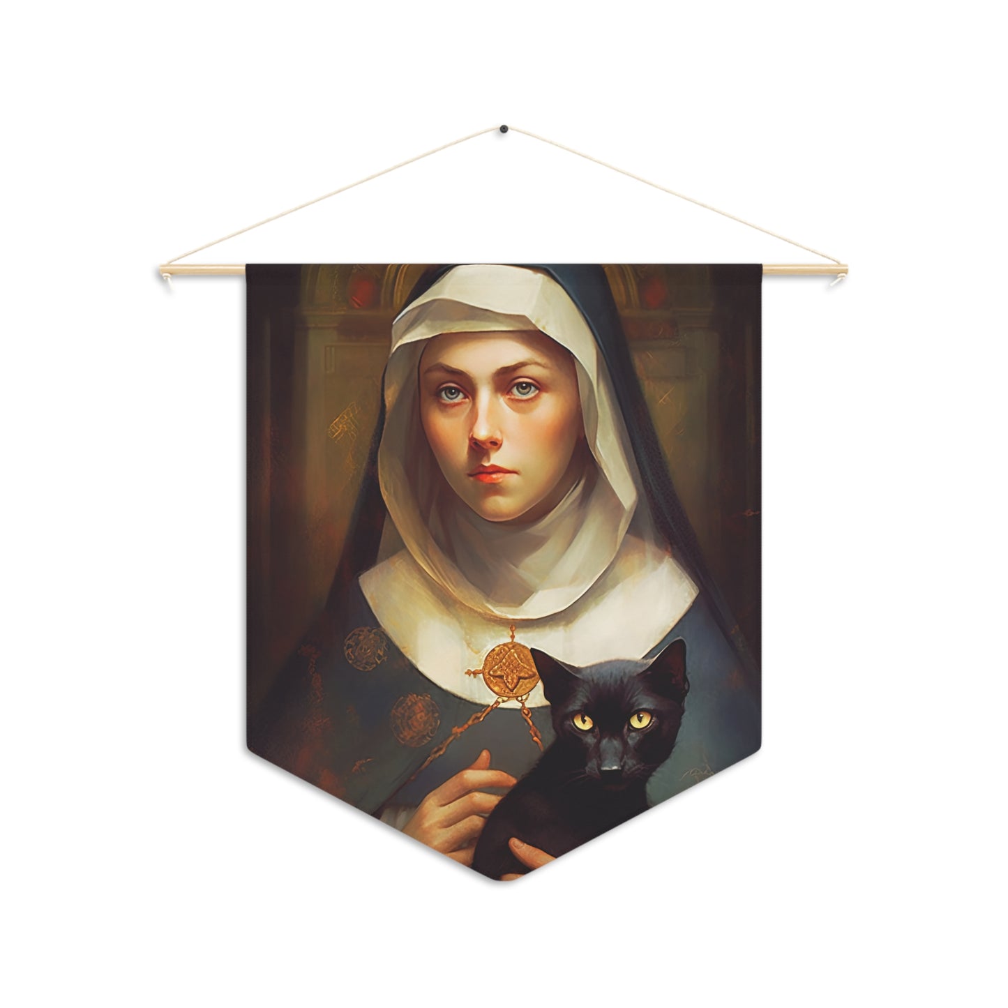 Saint Gertrude Wall Banner / Wall Hanging / Pennant - Unique Religious Wall Art - Prayer room art - Catholic Art - Large Print - 18" x 21"