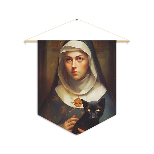 Saint Gertrude Wall Banner / Wall Hanging / Pennant - Unique Religious Wall Art - Prayer room art - Catholic Art - Large Print - 18" x 21"