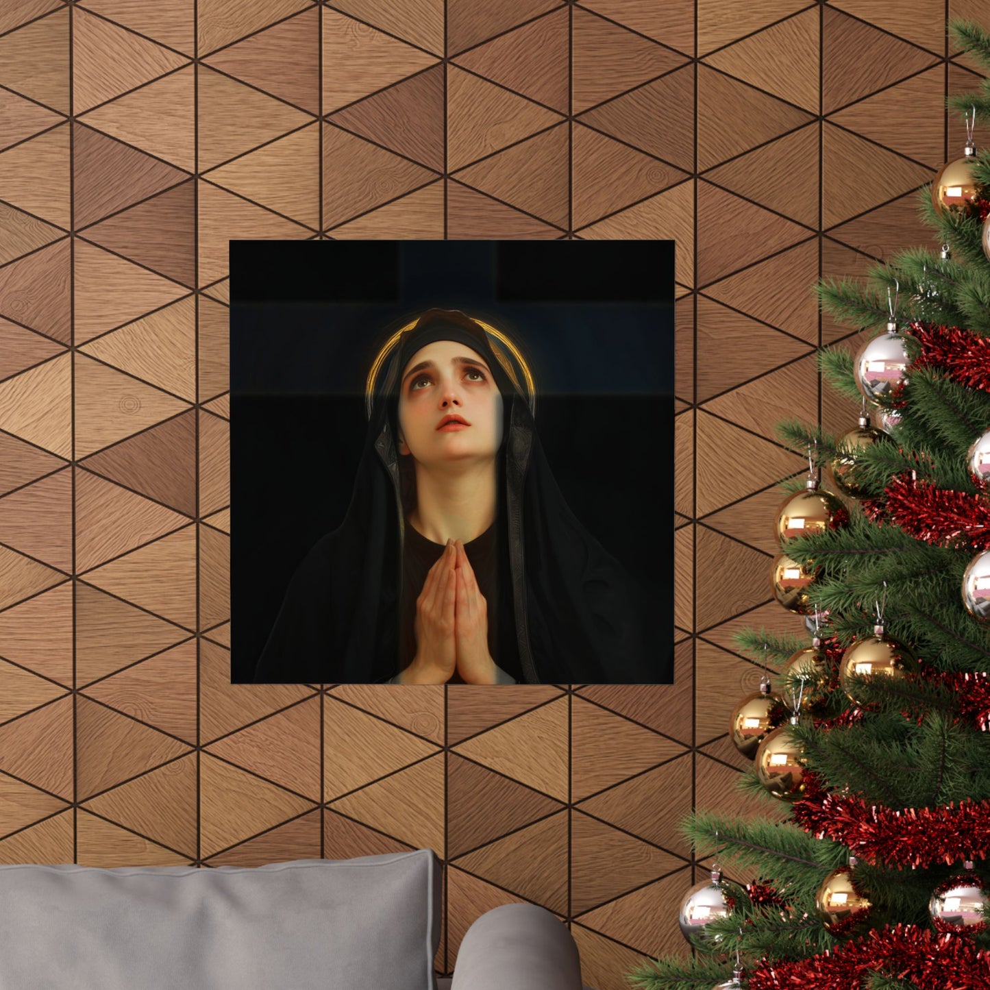 Our Lady of the Cross - Mother Mary  - Our Lady of the Crucifix - Marian Art  - Sanctified Souls Print - Multiple Sizes - Premium Posters