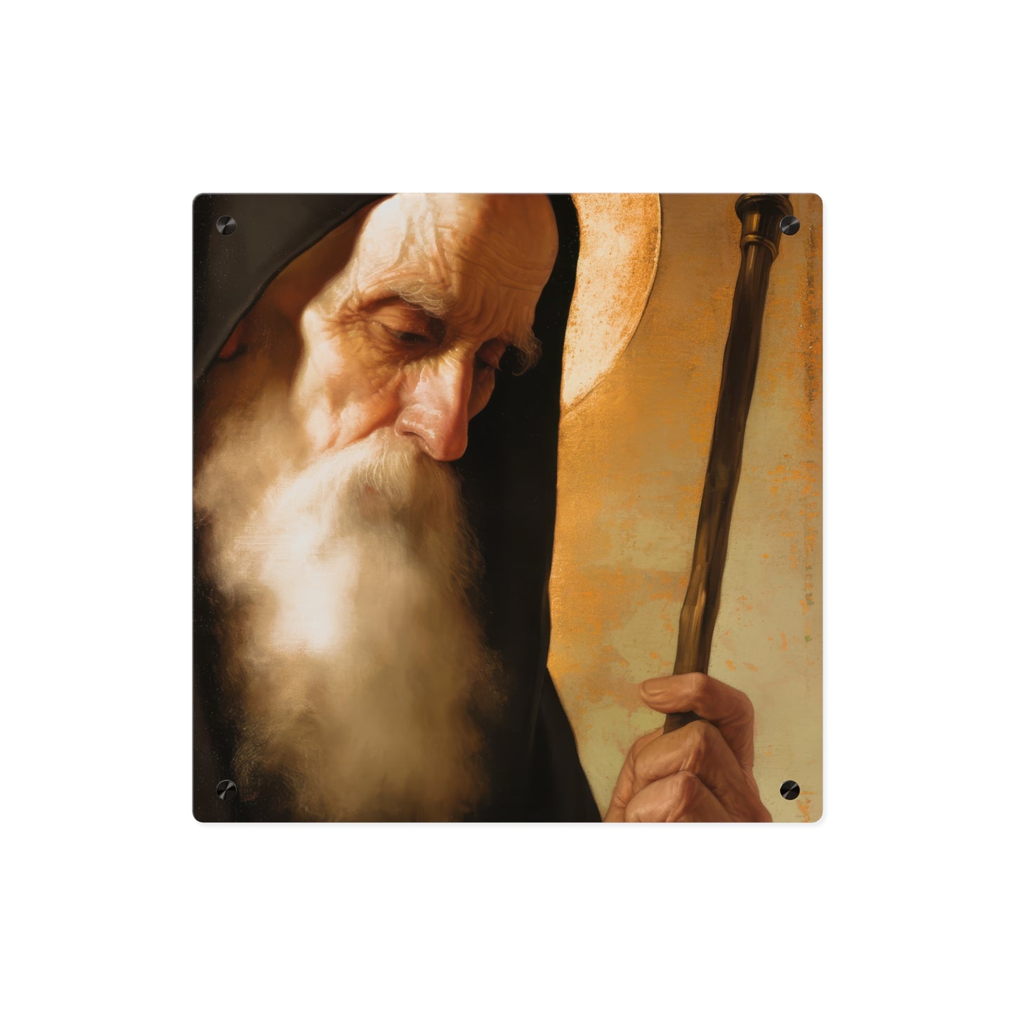 Saint Benedict Wall Art Panel - Ready to Hang Acrylic Print - Catholic Saint Art - Patron Saint Print - No Frame needed