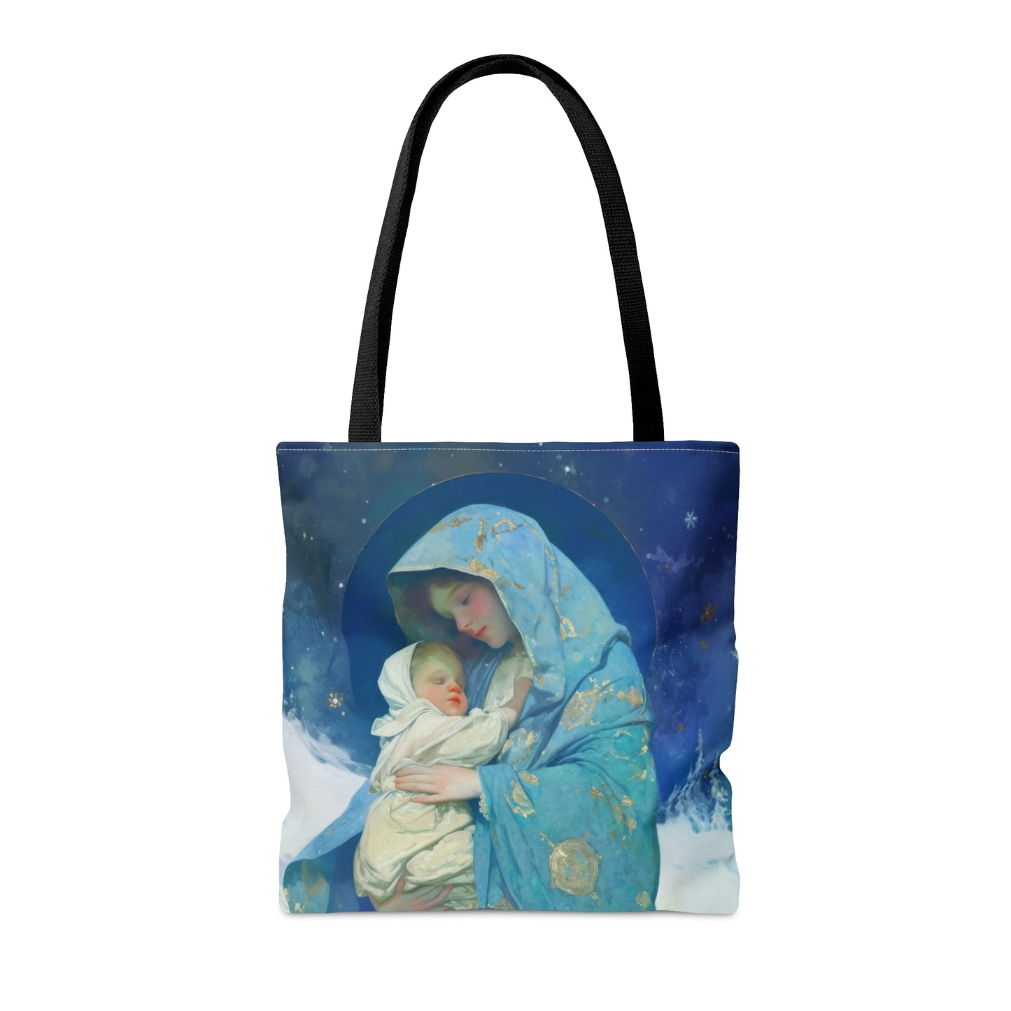Snowfall of Grace: Our Lady's Blessing Tote Bag - Large Medium Small Faith Art Bag - Catholic Faith Purse - Religious - Prayer Bag
