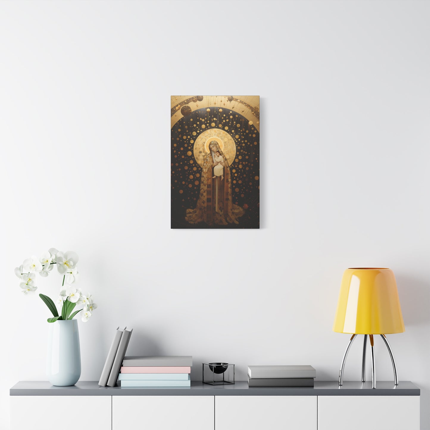 The Golden Mary - Mary the Blessed Virgin - Gallery Wrapped Canvas - Sanctified Souls Print - Religious Art for your Home - Pop Art