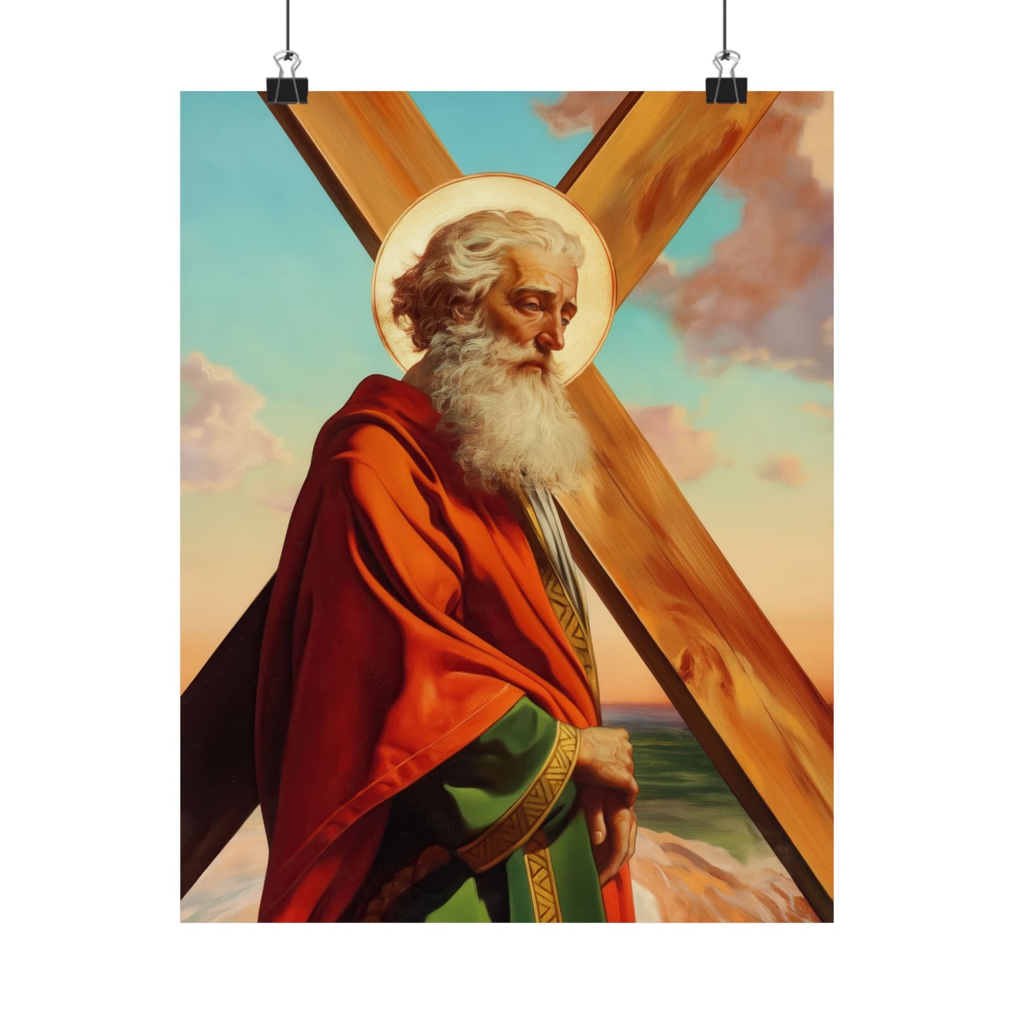 Saint Andrew the Apostle - Sanctified Souls Print - Multiple Sizes - Premium Posters - Catholic Art - Christian Home Decor Artwork