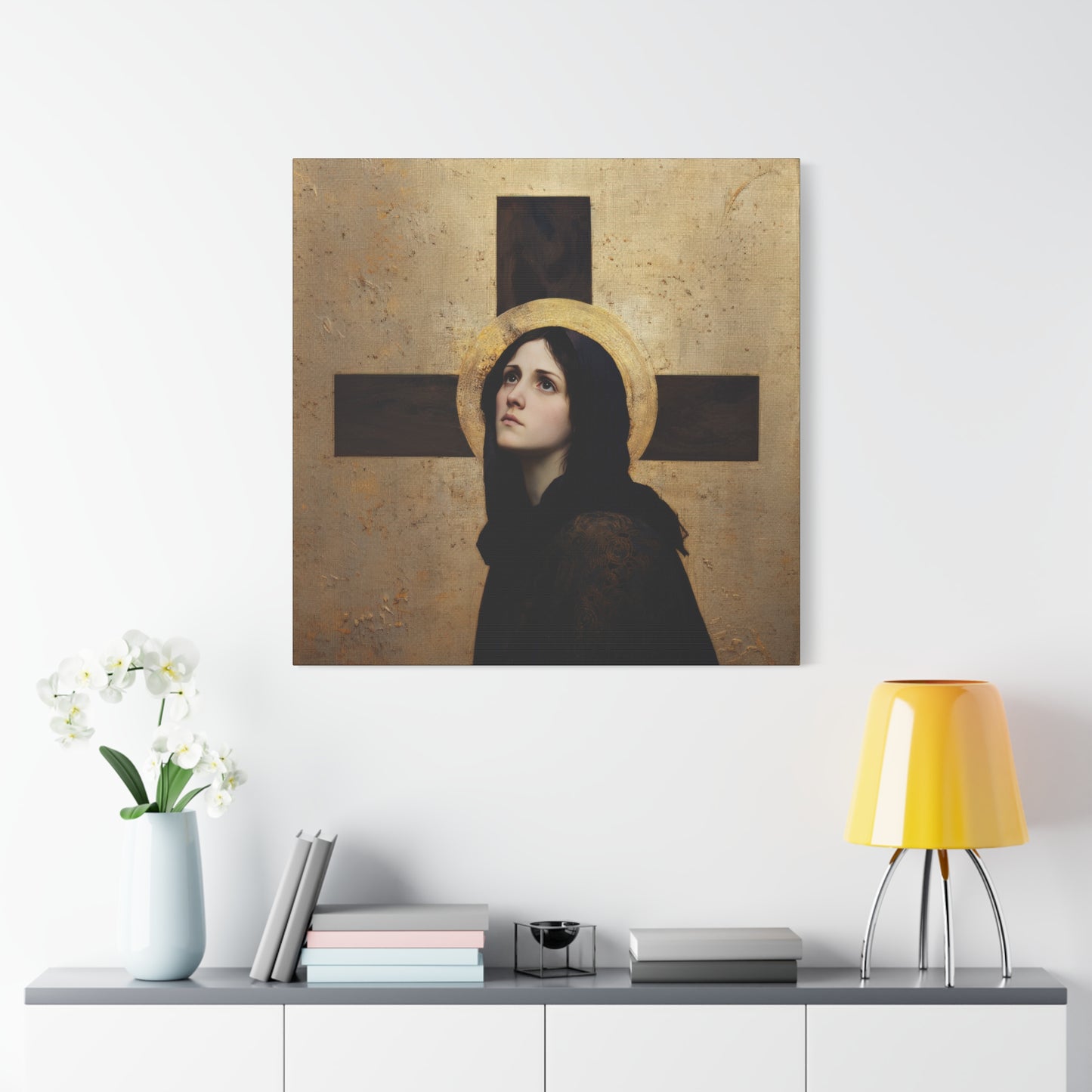 Our Lady of the Cross - Mother Mary  - Our Lady of the Crucifix - Marian Art - Gallery Wrapped Canvas - Print - Catholic Art Print