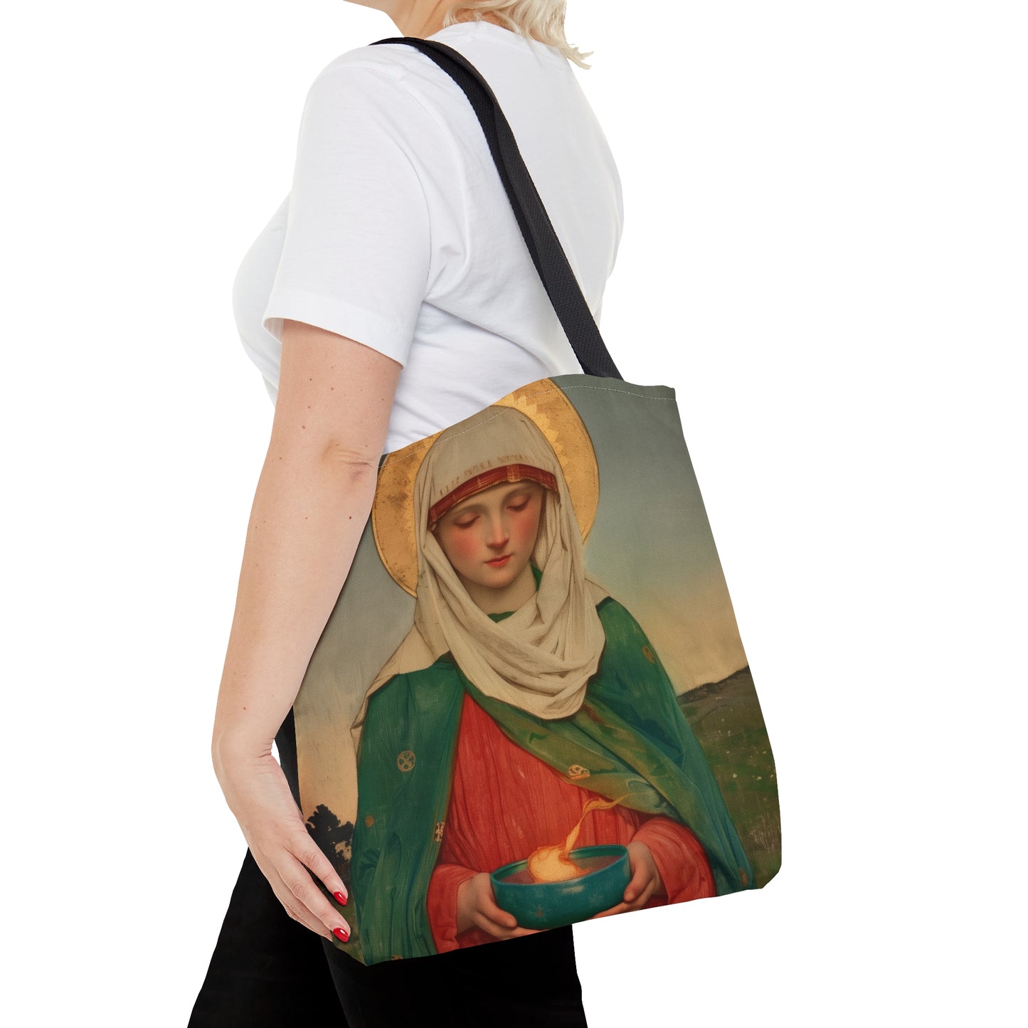 Saint Brigid of Ireland / Kildare Tote Bag - Large Medium Small Faith Art Bag - Catholic Faith Purse - Religious - Prayer Bag - Devotional