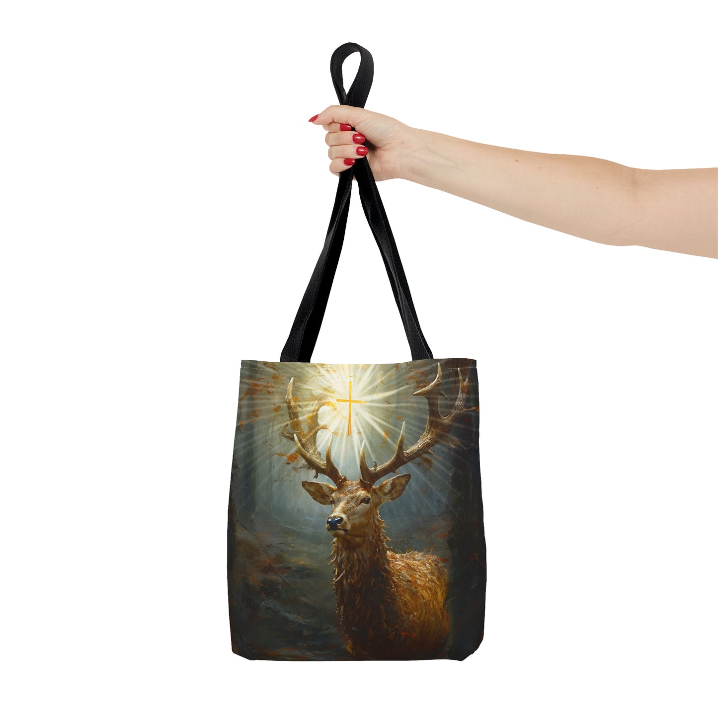 The Stag of Saint Hubert / Saint Hubertus Stag Tote Bag - Large Medium Small Faith Art Bag - Re usable Tote Purse - Catholic Art