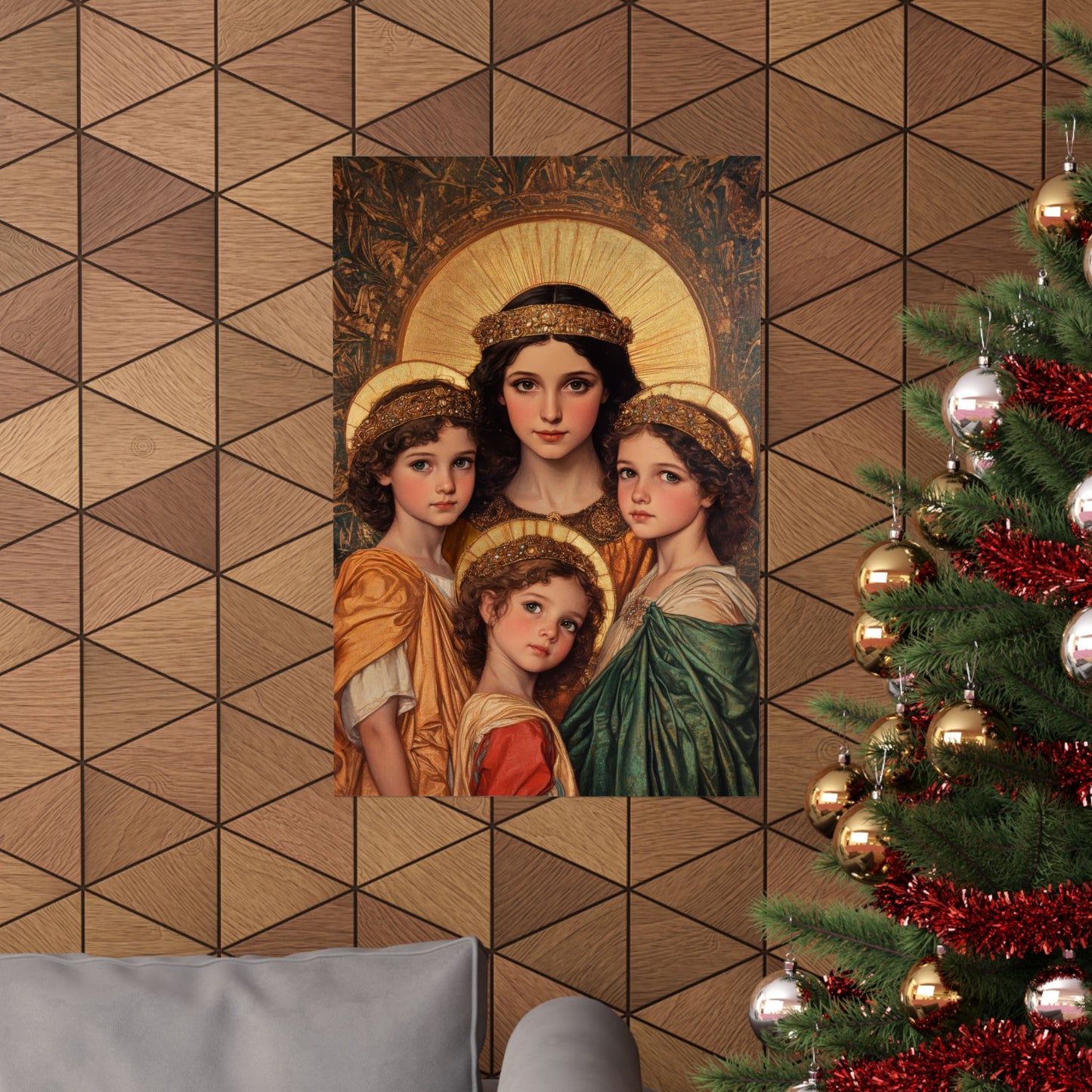 Saints Sophia, Faith, Hope and Charity - Sanctified Souls Print - Multiple Sizes - Premium Posters - Catholic Art - Christian
