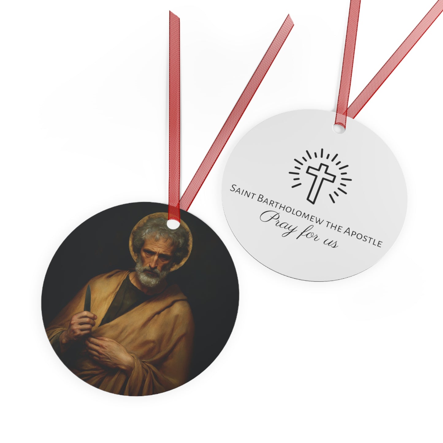 Saint Bartholomew the Apostle Metal Ornament - Religious Holiday Christmas Ornament and Keepsake - Double sided - Prayer Ornament