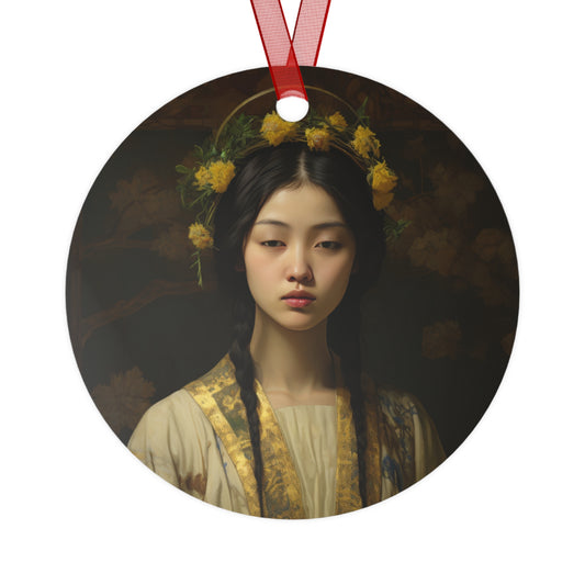 Saint Agatha Lin Metal Ornament - Religious Holiday Christmas Ornament - Double sided - Catholic Keepsake - Small Gift - Religious Gift