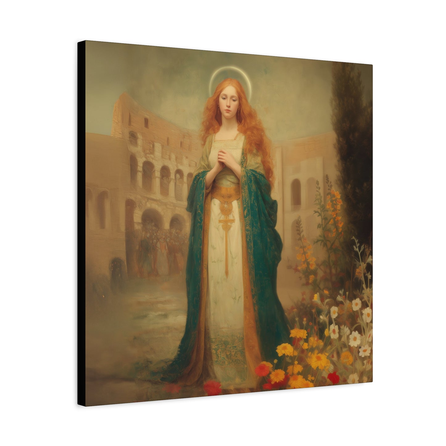 Saint Justina - Multiple Sizes - Catholic Home art - Museum Wrapped Canvas - Sanctified Souls Print - Catholic Martyr Art
