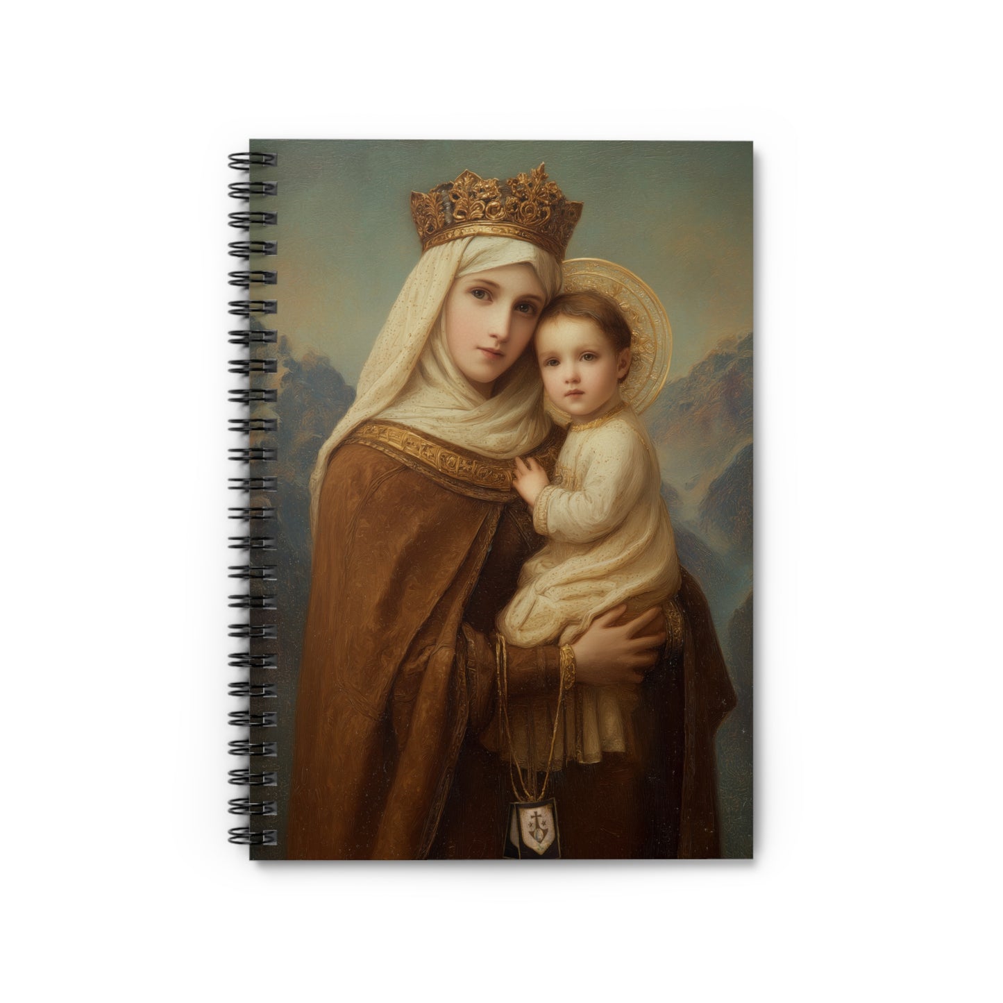 A Cord Between Heaven and Earth - Our Lady of Mount Carmel - Sanctified Souls Art - Religious Based Notebook - Spiral Notebook - Ruled Line
