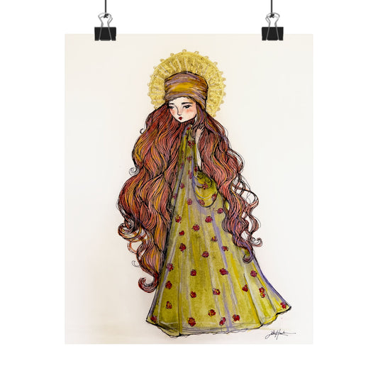 Saint Mary Magdalene Catholic Art Print | Hand-Drawn Watercolor Sacred Artwork | Christian Devotional Wall Art