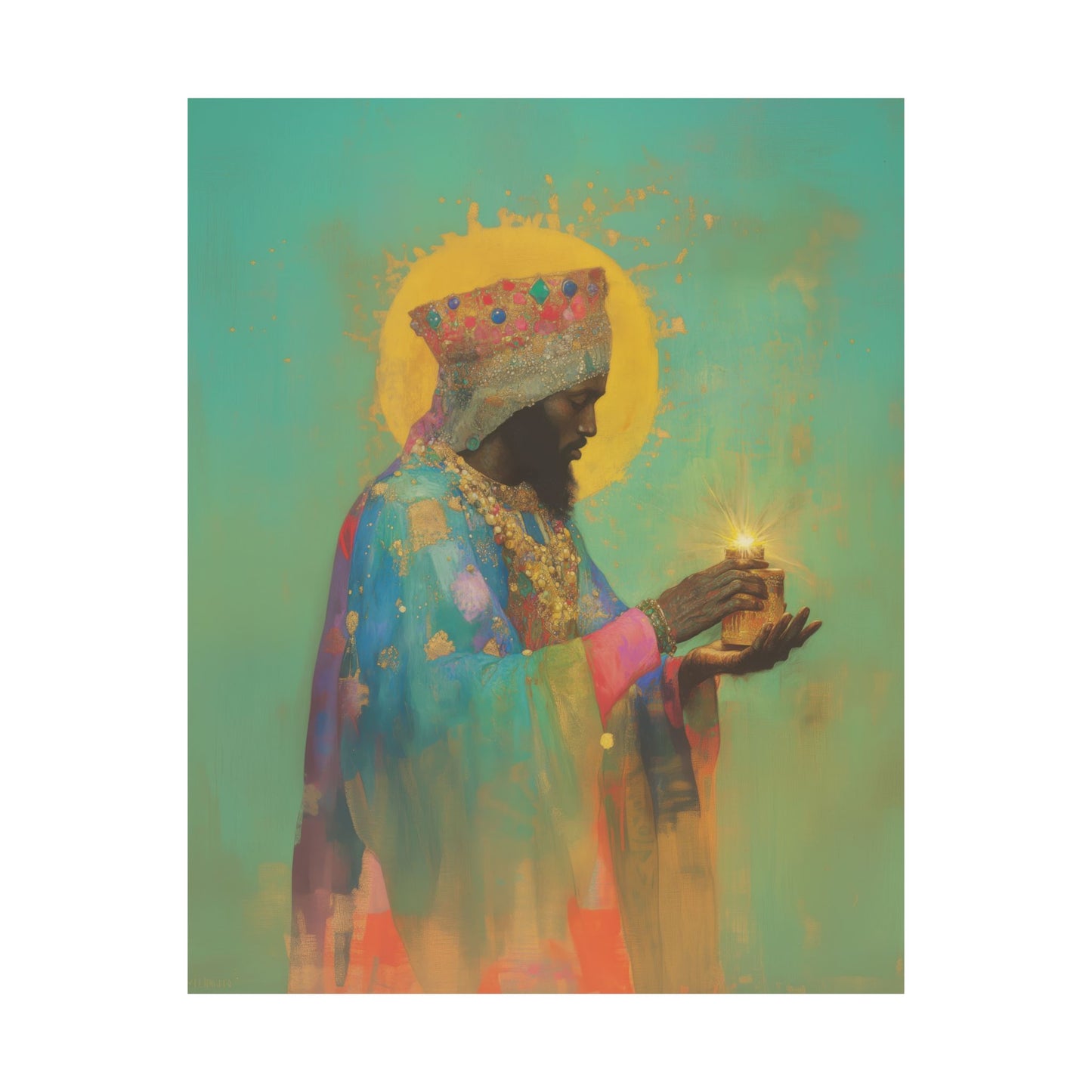 Balthazar and the Gift of Foretold Sorrow - 3 Wise Men - Sanctified Souls Print - Multiple Sizes - Premium Matte Vertical Posters