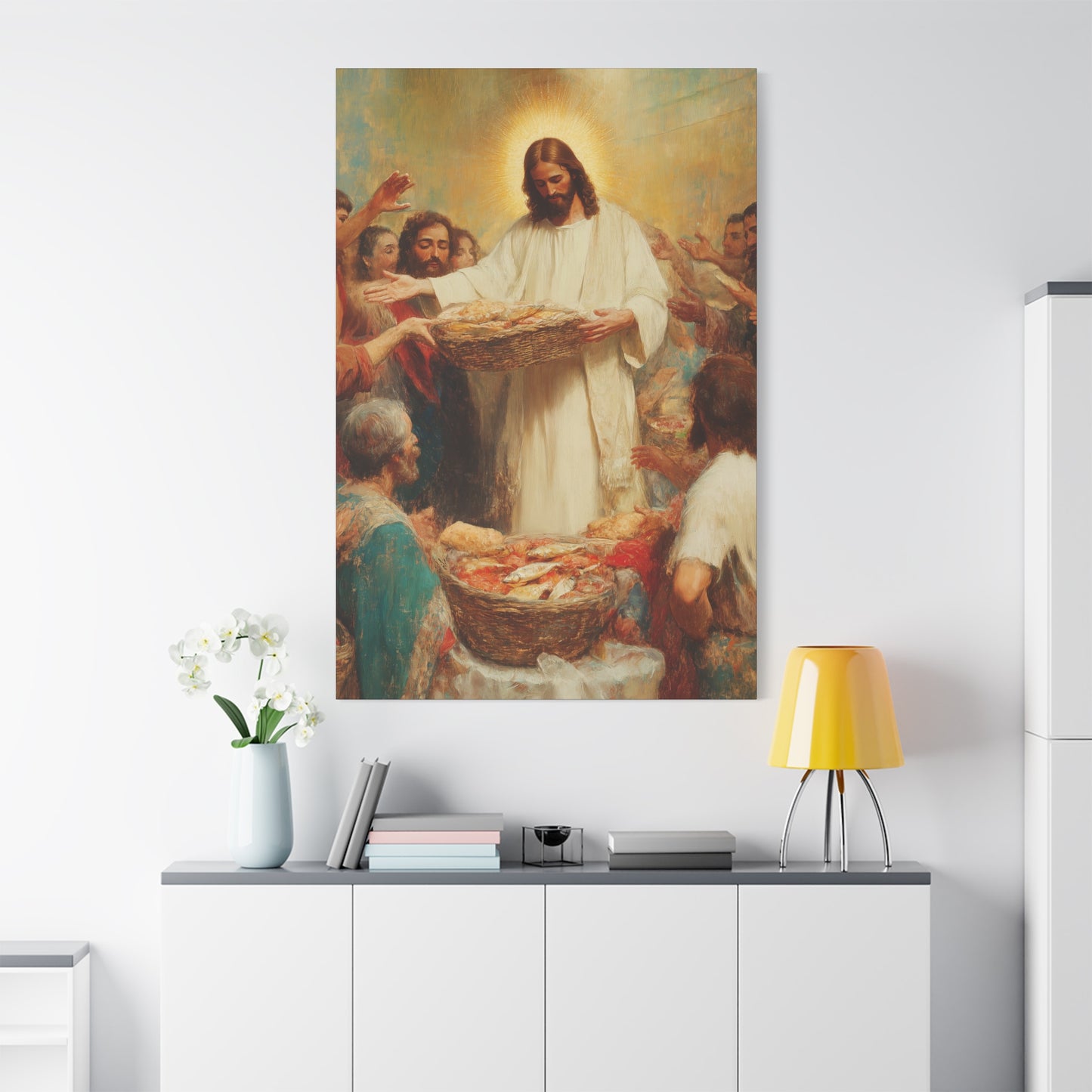 The Quiet Multiplication of Love : Loaves and Fishes - Gallery Wrapped Canvas - Print - Religious Art for your Home - Catholic Art