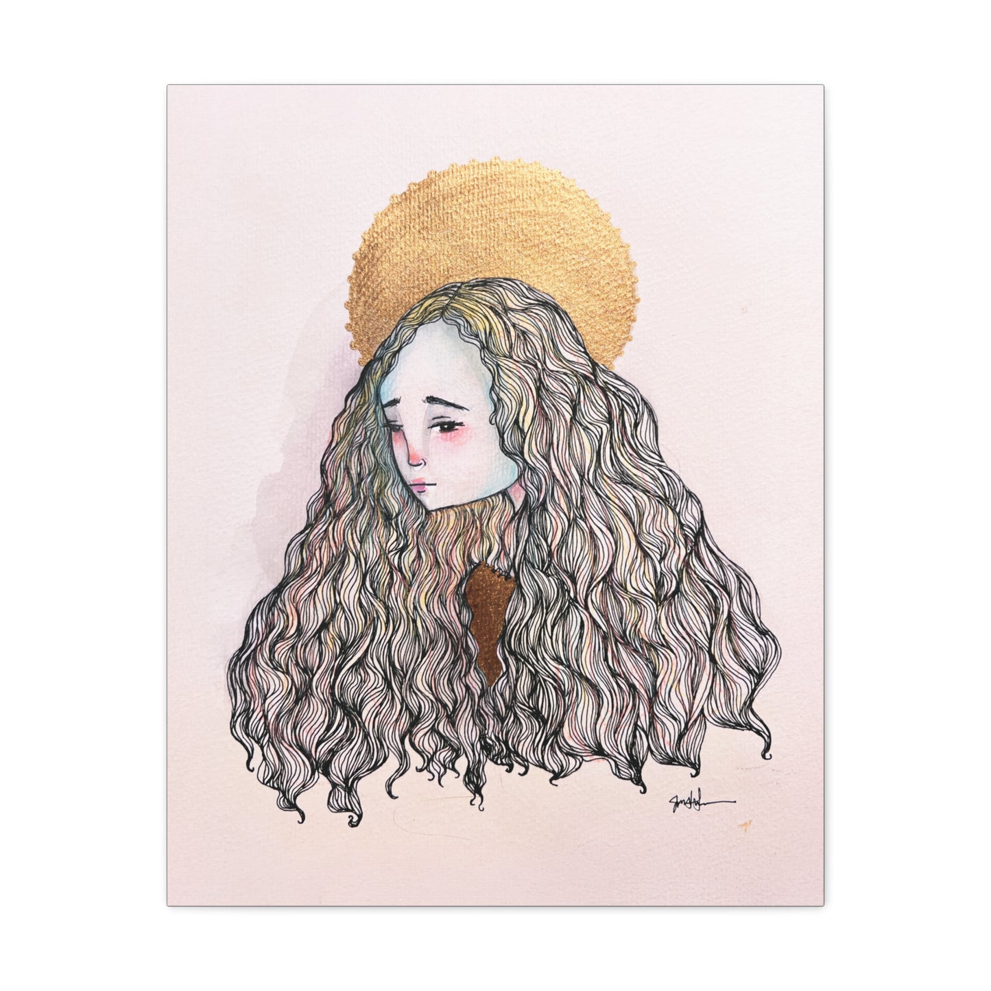 Saint Philomena Canvas Print - Hand-Drawn Catholic Art Print | Christian Sacred Wall Art | Sanctified Solocosmo Religious Artwork