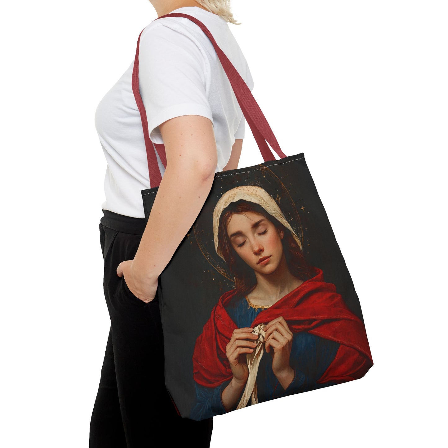 Mary Undoer of Knots - Mother Mary  - Untier of Knots - Marian Art - Tote Bag - Large Medium Small Faith Art Bag - Tote Purse