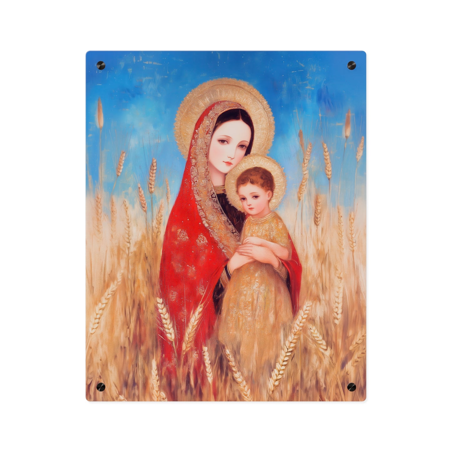 Our  Lady of the Harvest - Wall Art Panel - Ready to Hang Acrylic Print - Catholic Saint Art - Patron Saint Print