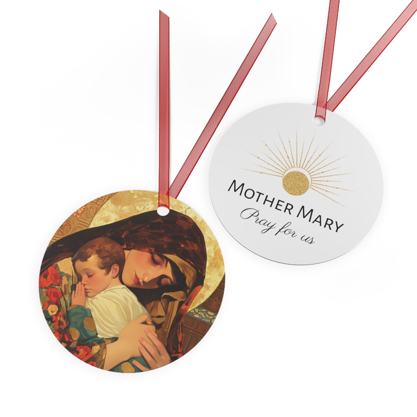 Mary, Mother of God - Divine Mother Metal Ornament - Religious Holiday Christmas Ornament and Keepsake - Catholic Keepsake