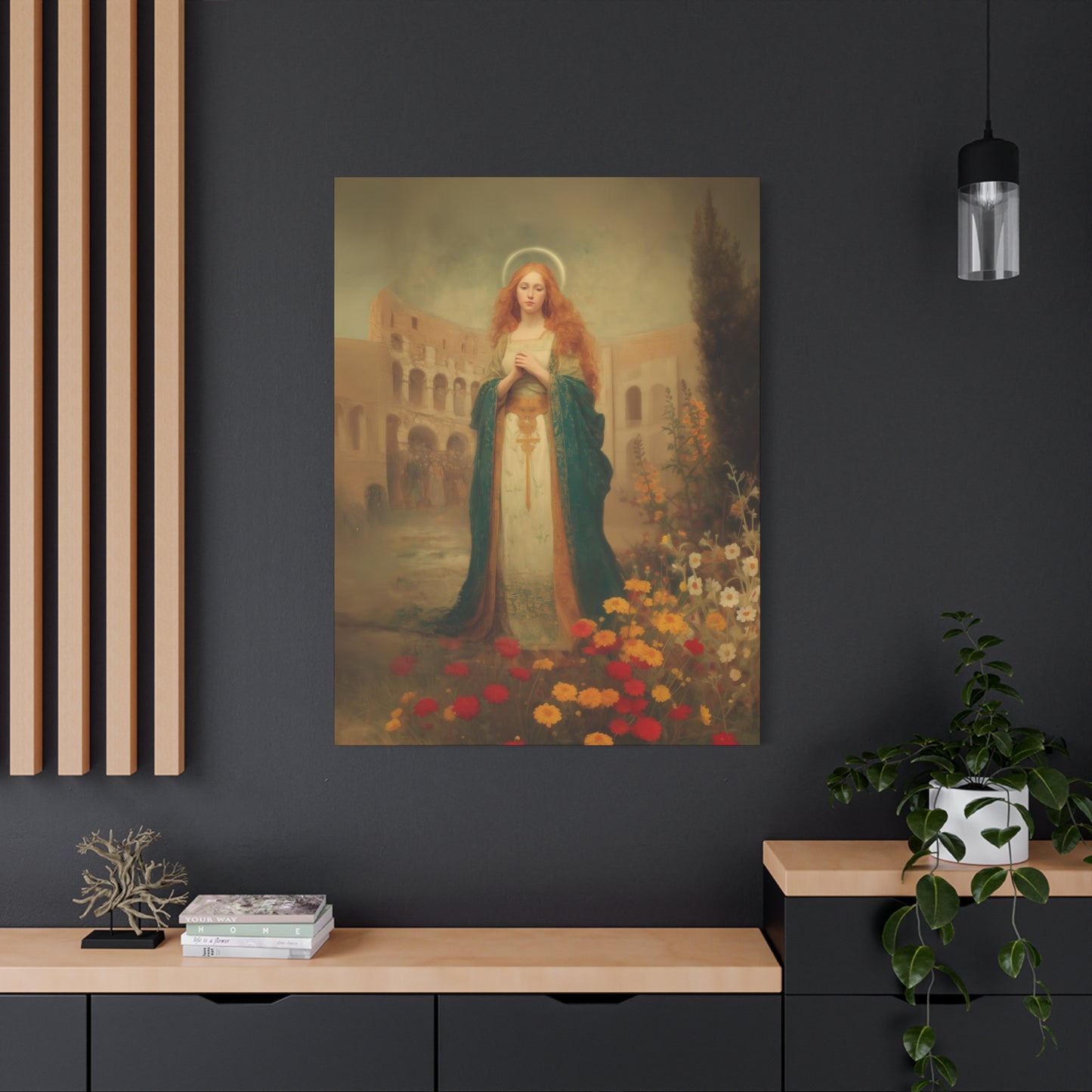 Saint Justina - Multiple Sizes - Catholic Home art - Museum Wrapped Canvas - Sanctified Souls Print - Catholic Martyr Art
