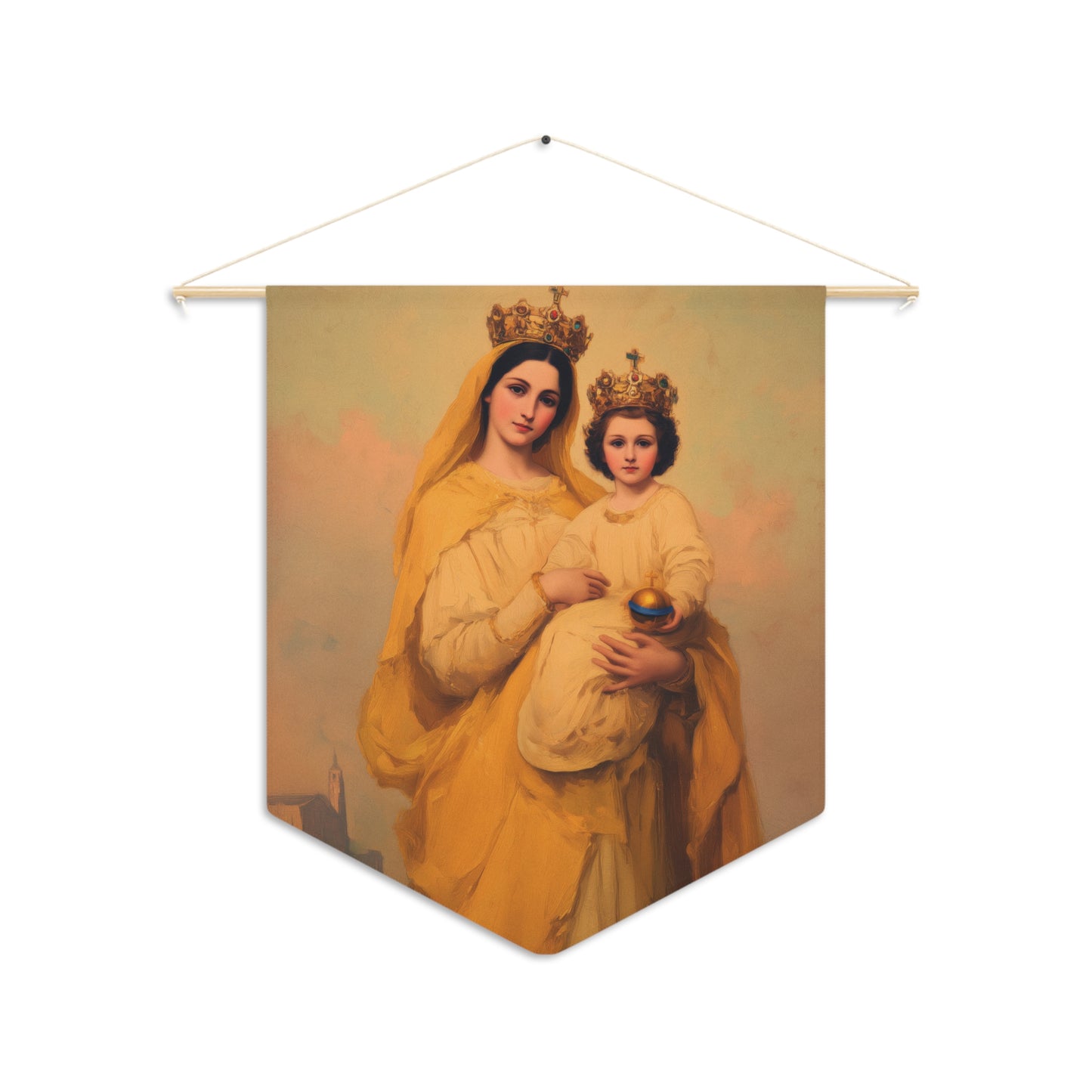 Our Lady of Prompt Succor - Pennant / Banner / Wall Hanging - Prayer room - Catholic Art - Large - 18" x 21"