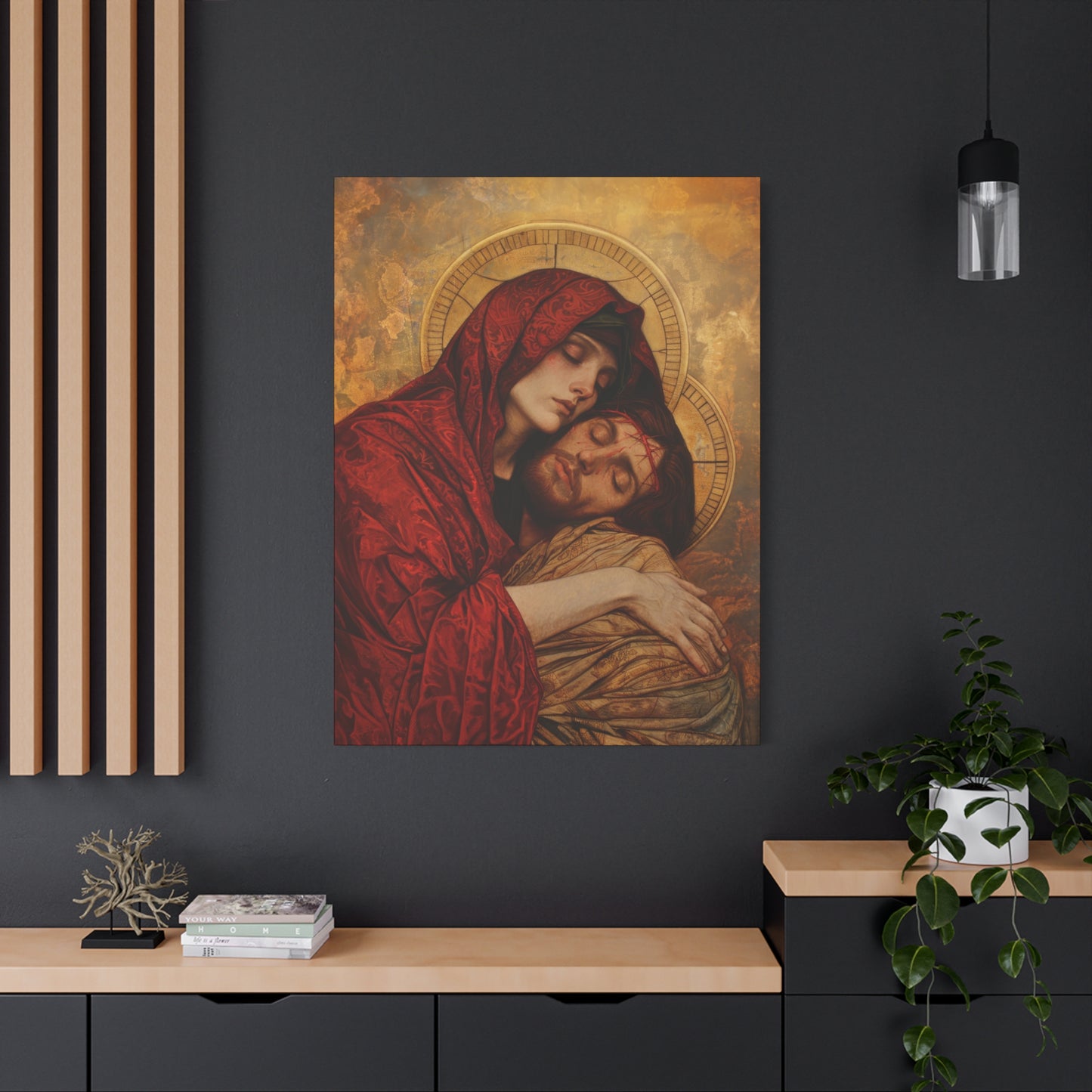 Eternal Sorrow - Mary's Mourning Beneath the Cross - Museum Wrapped Canvas - Print - Religious Art for your Home - Christian print
