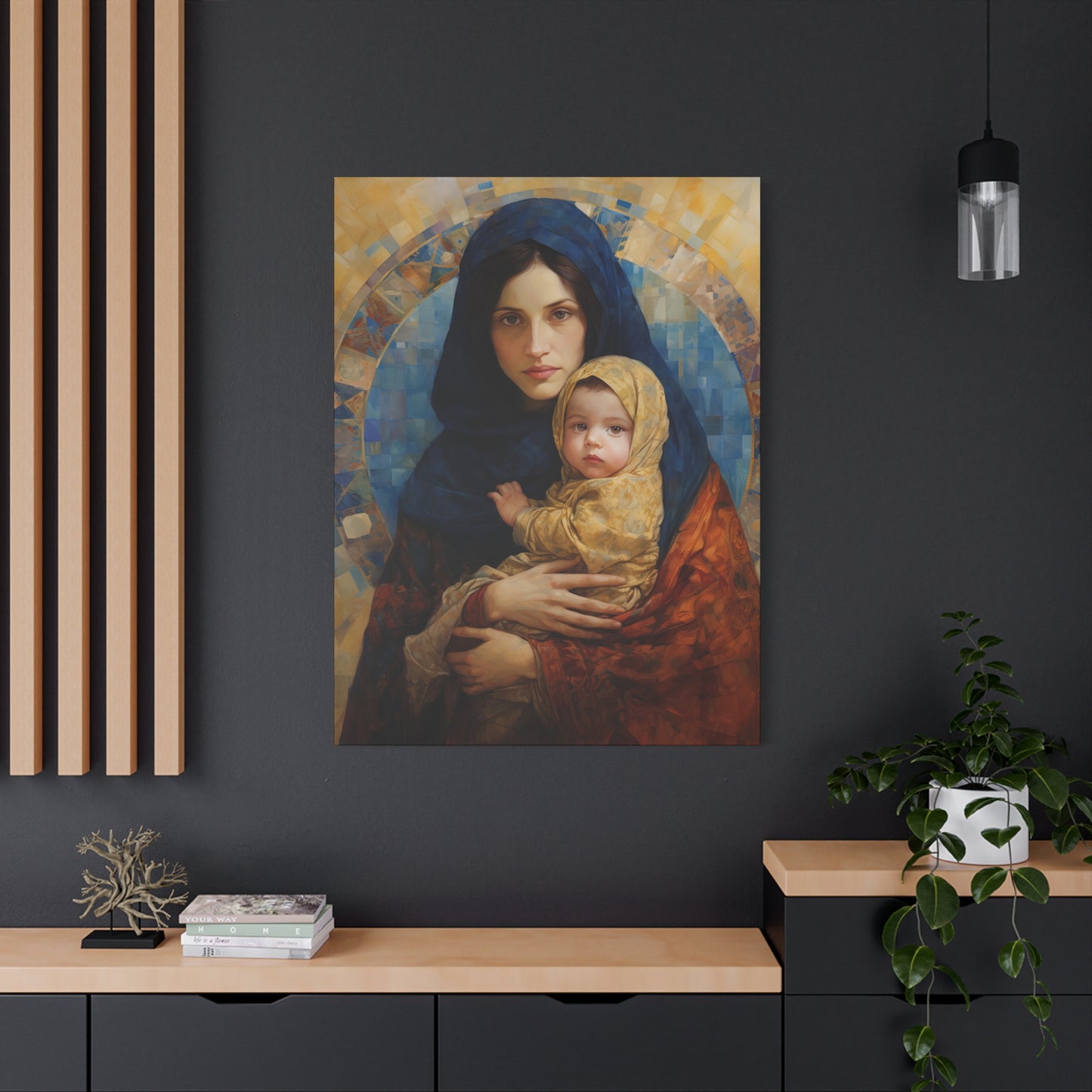 Maternal Seraph - Virgin Mary and Infant Jesus - Museum Wrapped Canvas - Religious Art for your Home - Catholic Art - Mary and Christ Child