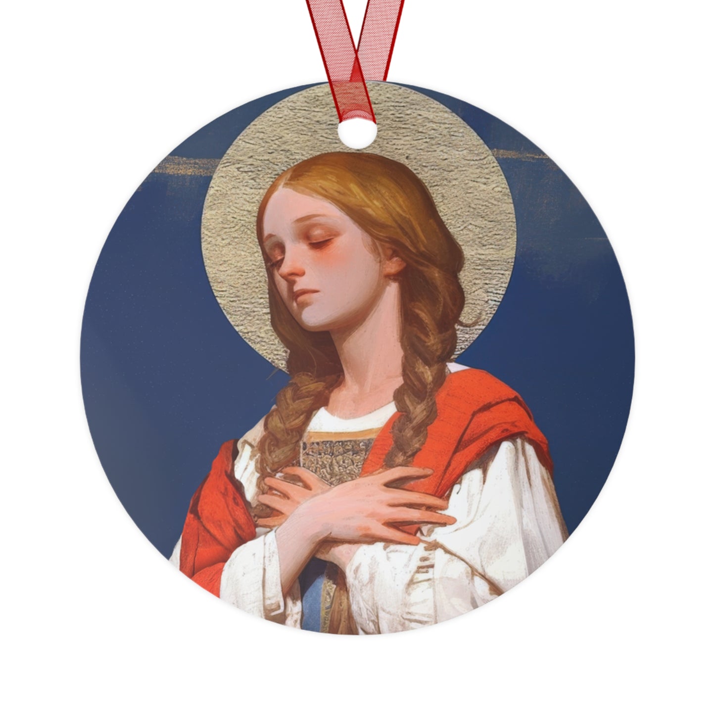 Saint Genevieve - Metal Ornament - Religious Holiday Christmas Ornament and Keepsake