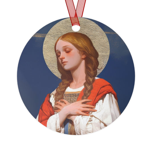 Saint Genevieve - Metal Ornament - Religious Holiday Christmas Ornament and Keepsake