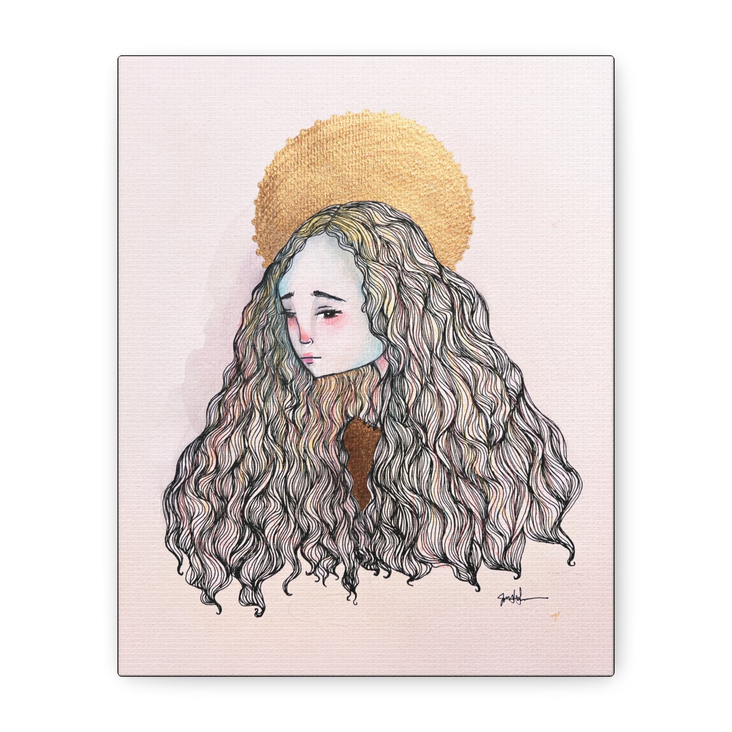 Saint Philomena Canvas Print - Hand-Drawn Catholic Art Print | Christian Sacred Wall Art | Sanctified Solocosmo Religious Artwork