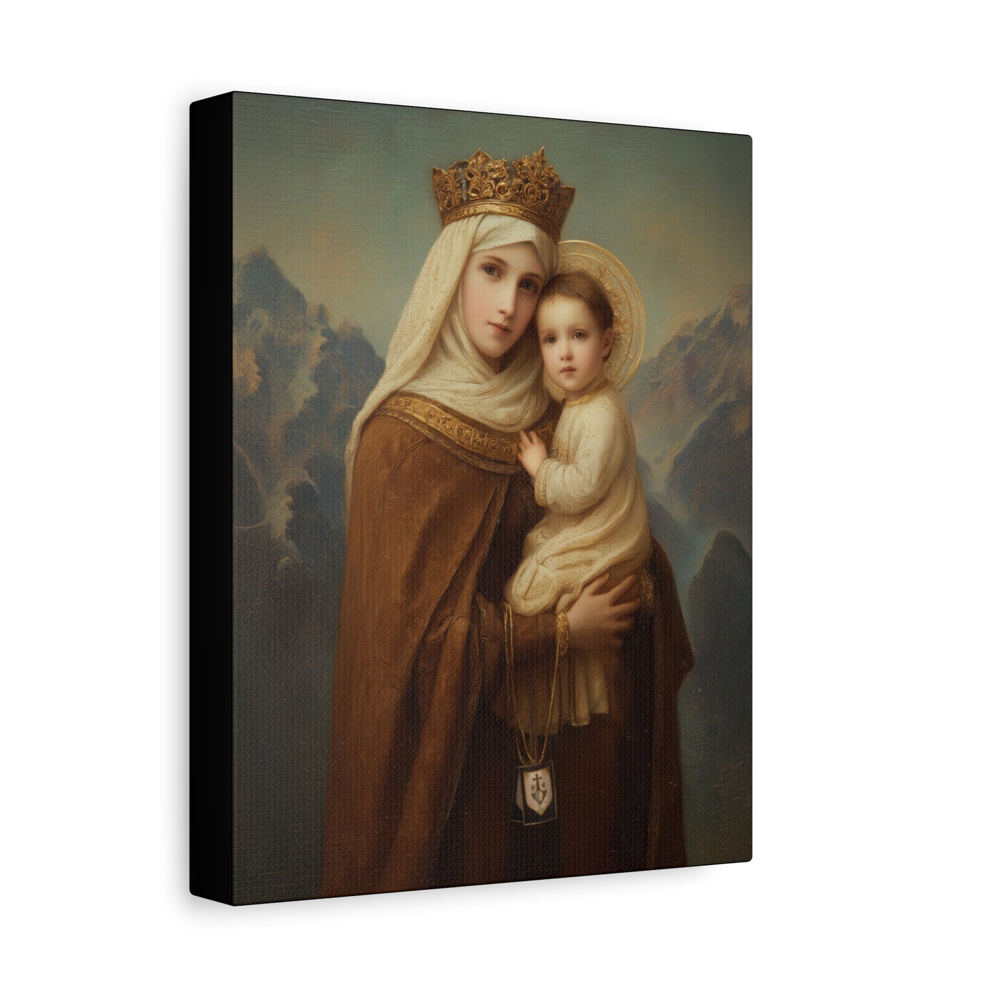 A Cord Between Heaven and Earth - Our Lady of Mount Carmel Wrapped Canvas Print - Multiple Sizes - Catholic Home art Matte Canvas, Stretched