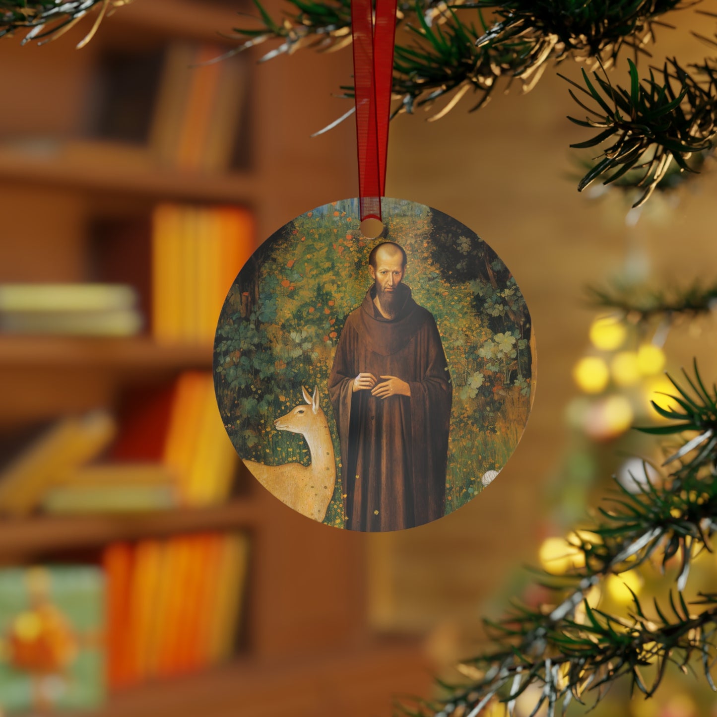 Saint Giles Metal Ornament - Religious Holiday Christmas Ornament and Keepsake - Double sided Christmas gift