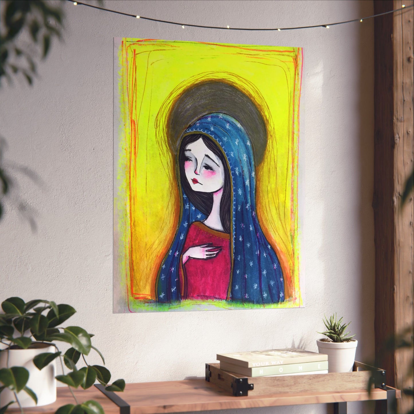 Our Lady of Guadalupe Poster Print - Hand-Drawn Catholic Art Print | Marian Devotional Wall Art | Sanctified Solocosmo Religious Poster