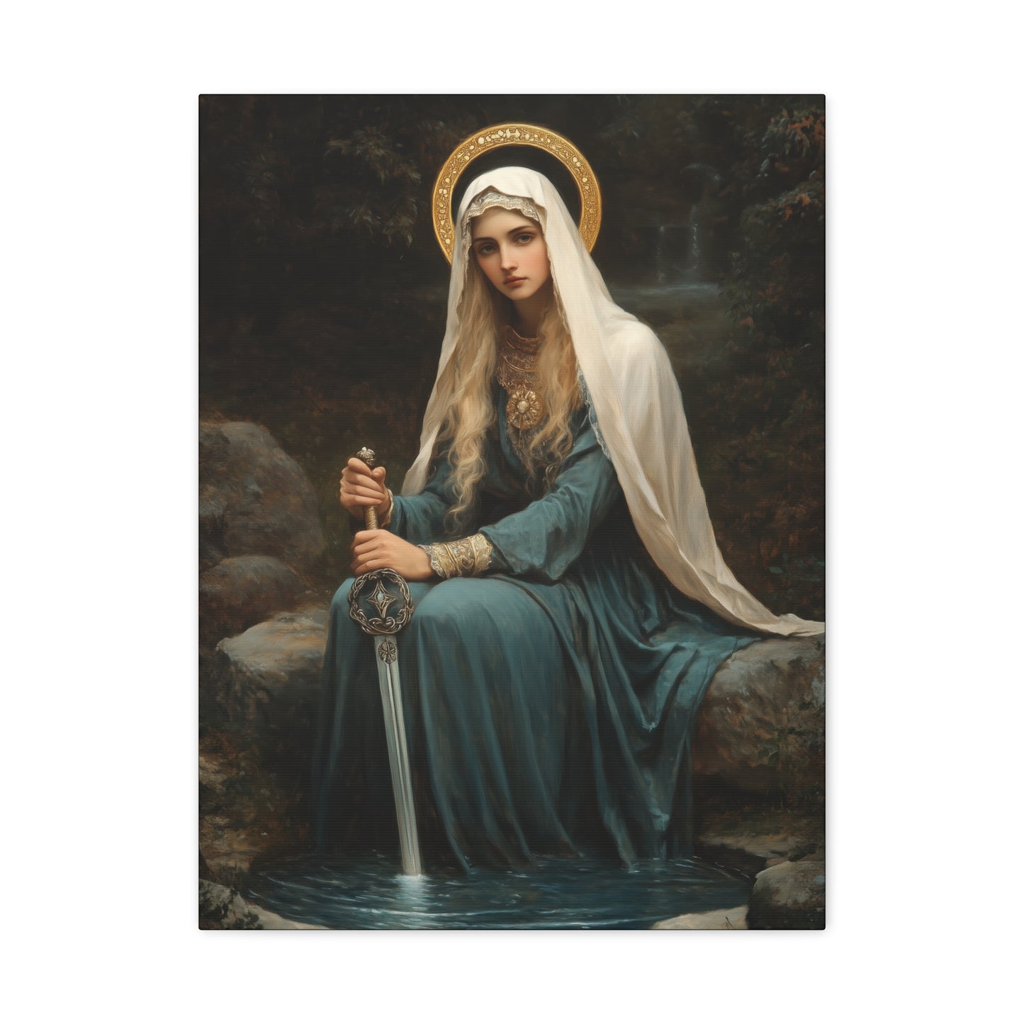 Saint Winifred - Museum Wrapped Canvas - Print - Religious Art for your Home - Christian print - Prayer Room Art - Catholic