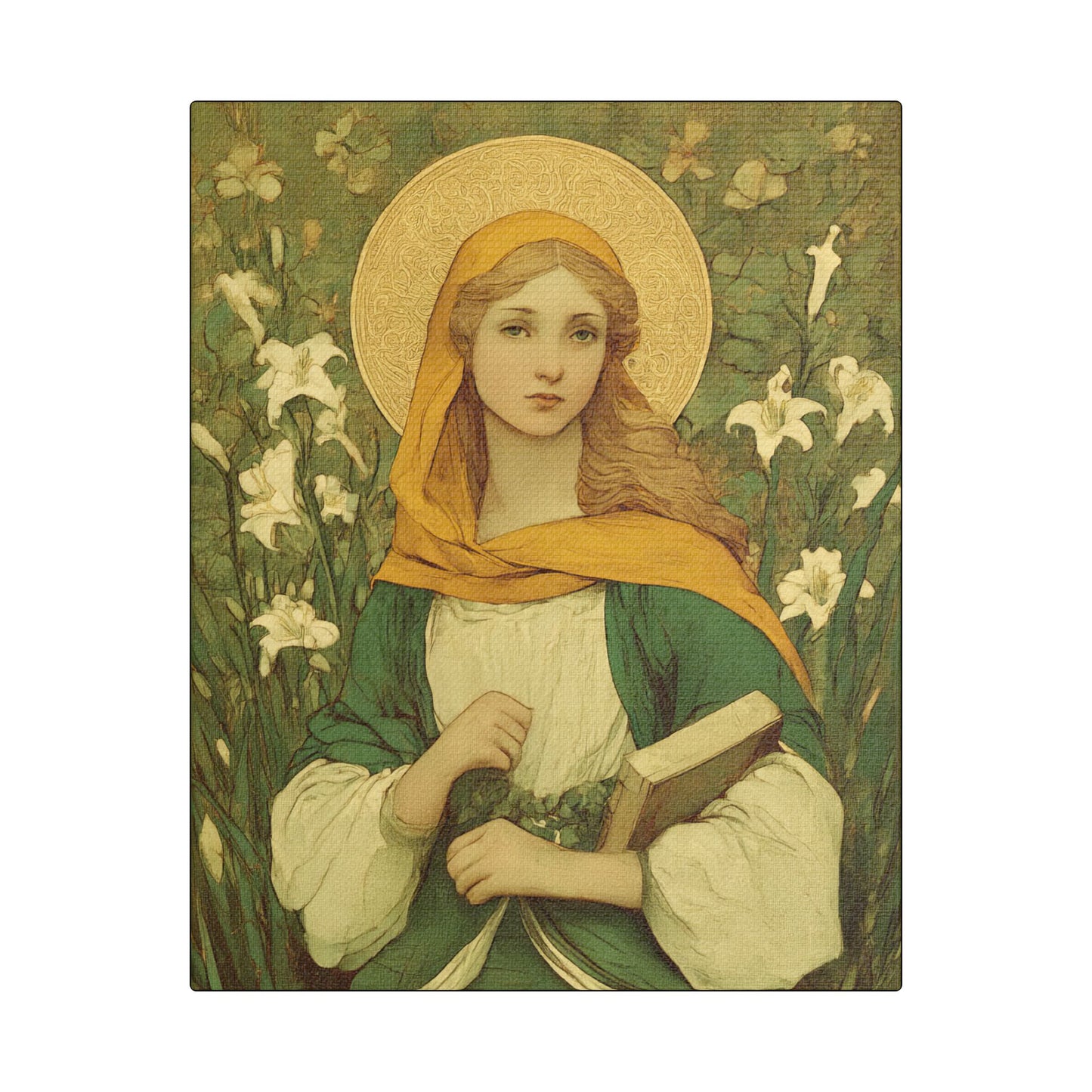 Saint Dymphna - Museum Wrapped Canvas - Sanctified Souls Print - Religious Art for your Home