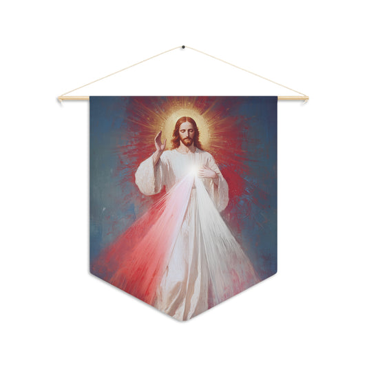 The Divine Mercy - Our Lord Jesus Christ - Pennant / Banner / Wall Hanging - Prayer room - Catholic Art - Large - 18" x 21"