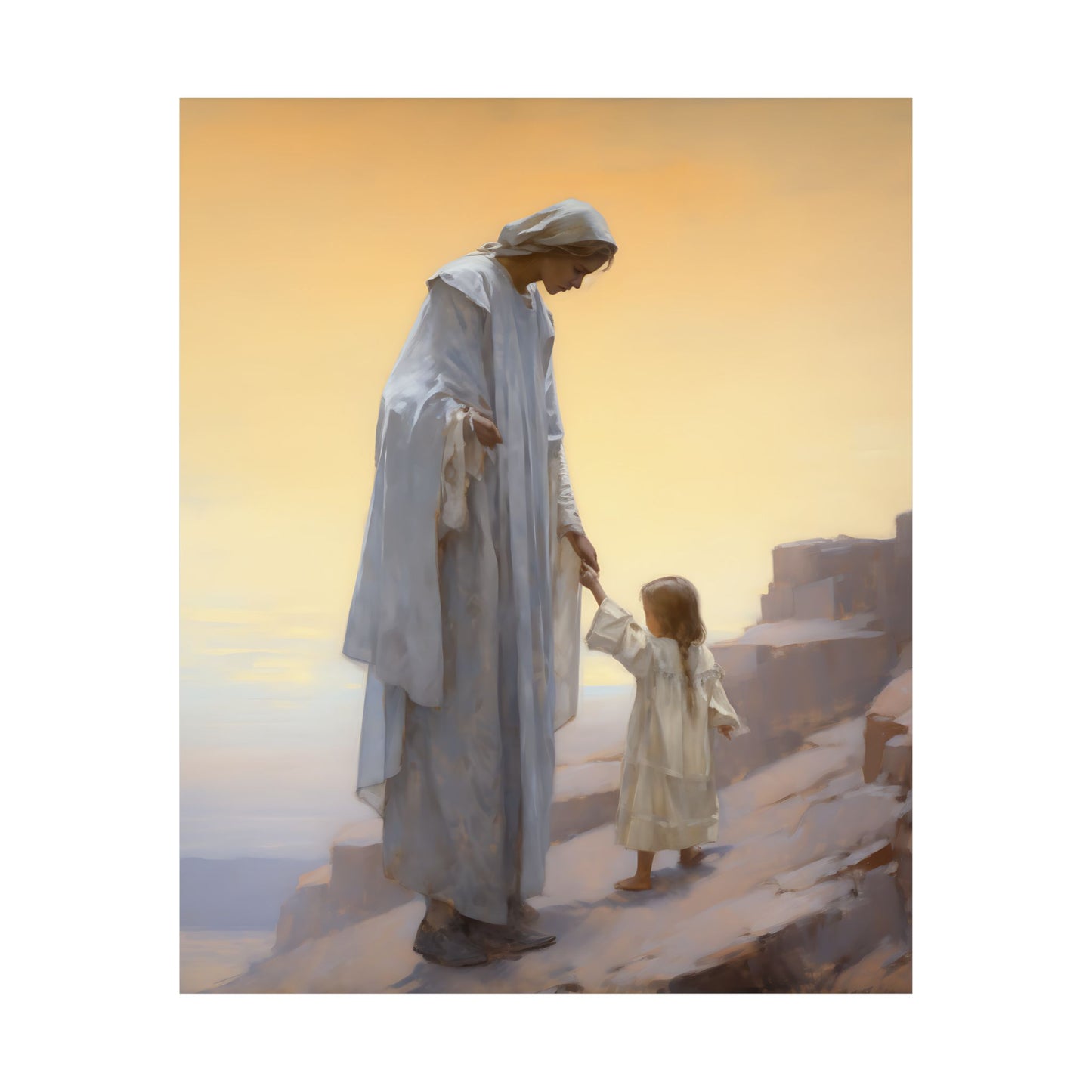 Heavenly Tenderness Print - Sanctified Souls Print - Multiple Sizes - Premium Matte Poster - Mother's Print - Nursery Art - Mom and Baby