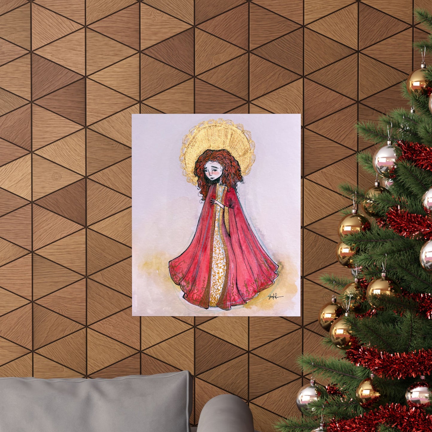 Saint Bibiana Hand-Drawn Catholic Art Print | Christian Devotional Wall Art | Sanctified Solocosmo Religious Poster