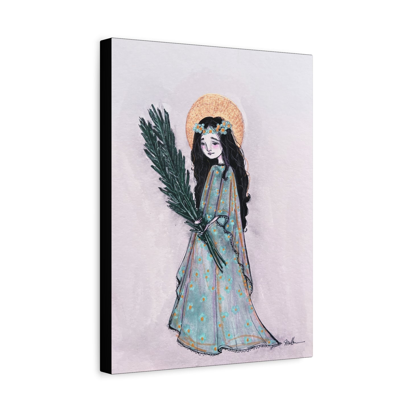 Saint Faith Canvas Print - Hand-Drawn Art - Catholic Print | Faith Hope and Charity Sacred Art | Sanctified Solocosmo Religious Artwork