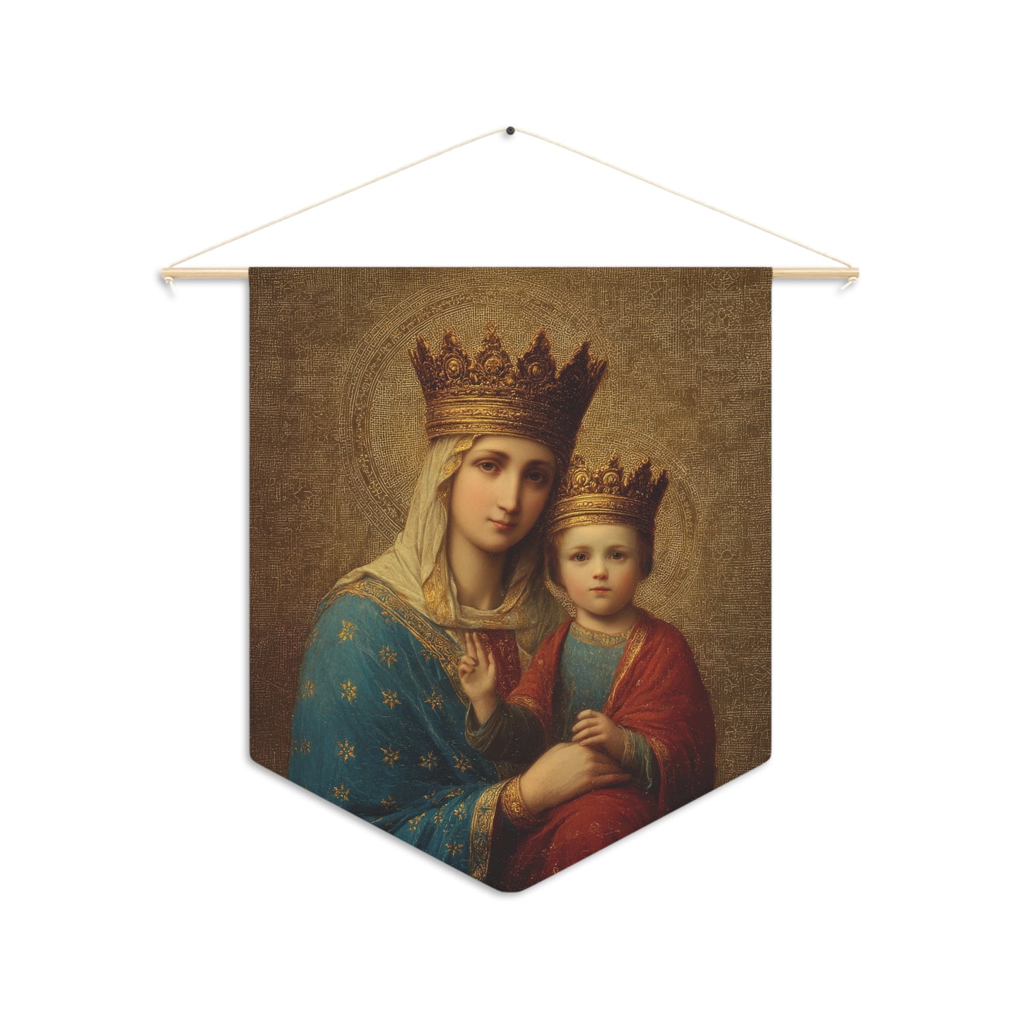 Madonna della Strada - Our Lady of the Way - Pennant / Banner / Wall Hanging - Prayer room art - Catholic Home - 18" x 21"