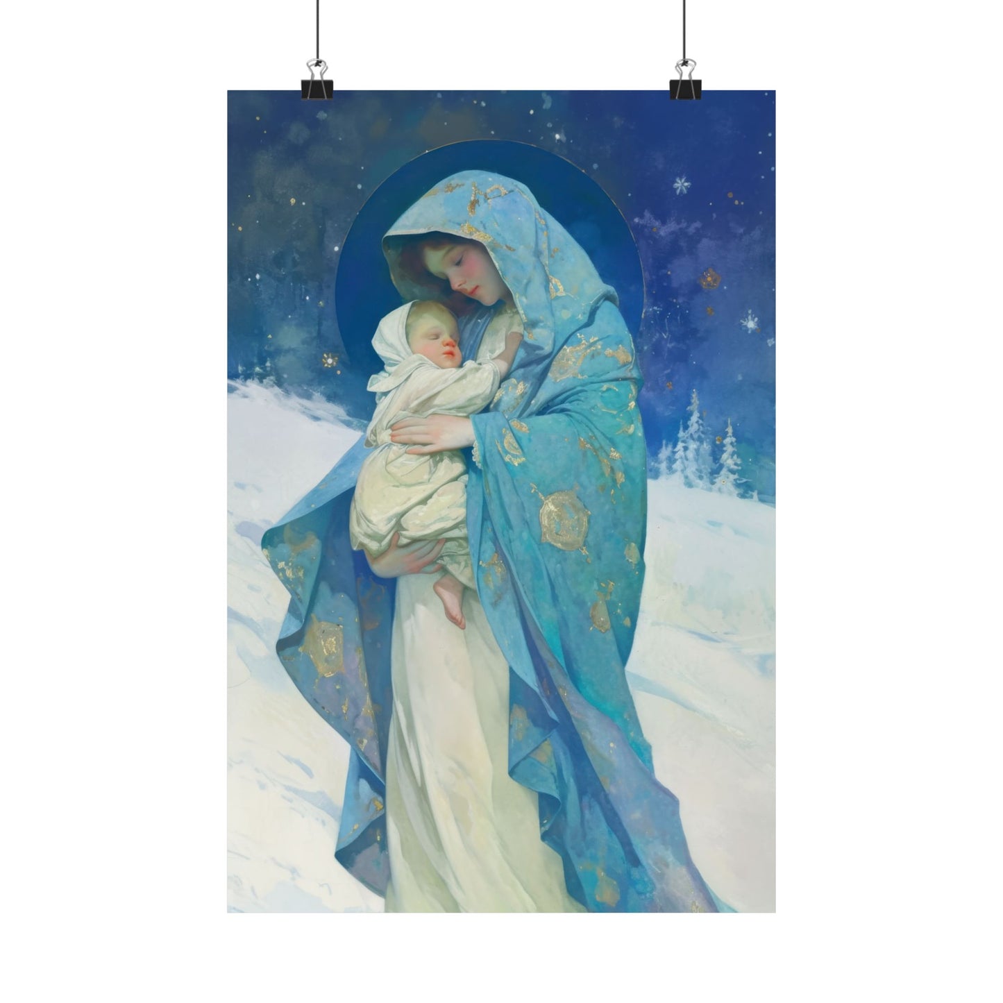 Snowfall of Grace: Our Lady's Blessing - Sanctified Souls Print - Multiple Sizes - Premium Poster - Catholic Art - Christian - Catholic Gift