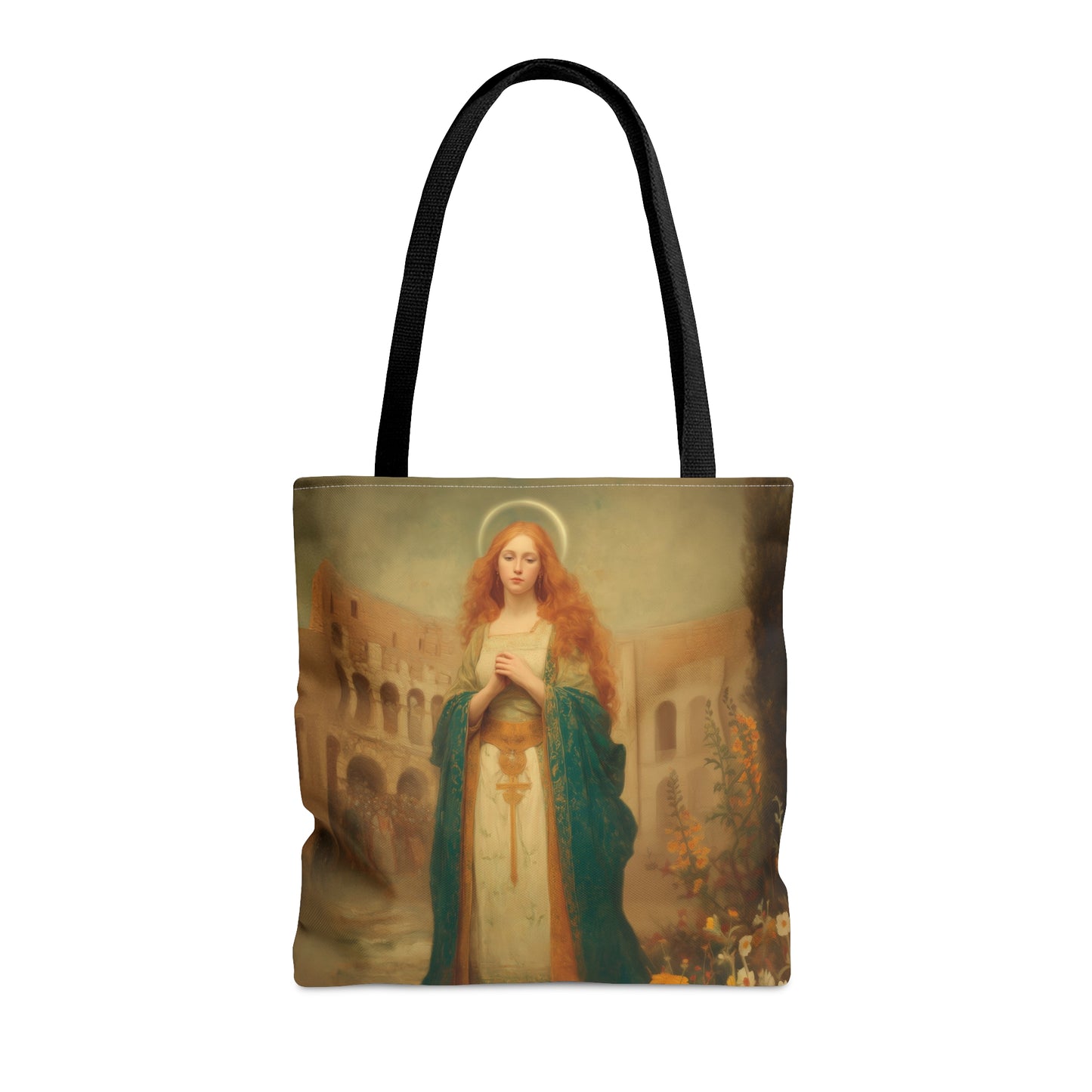 Saint Justina - Tote Bag - Large Medium Small Faith Art Bag - Bible Study Faith Purse - Double Sided Prayer Tote